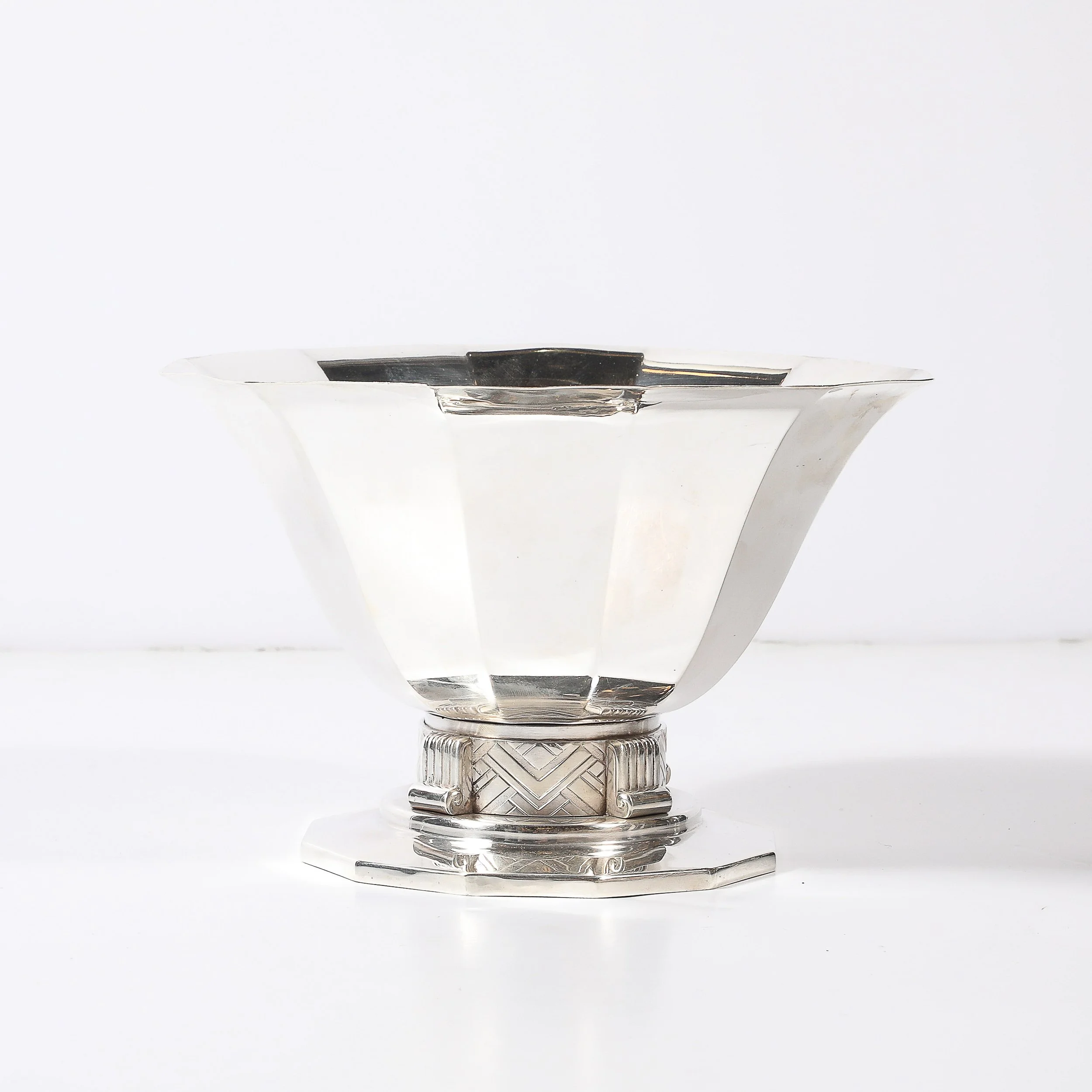 Art Deco Skyscraper Style Apollo Company Silver Plated Bowl w: Chevron Motif - High Style Deco 8.jpg