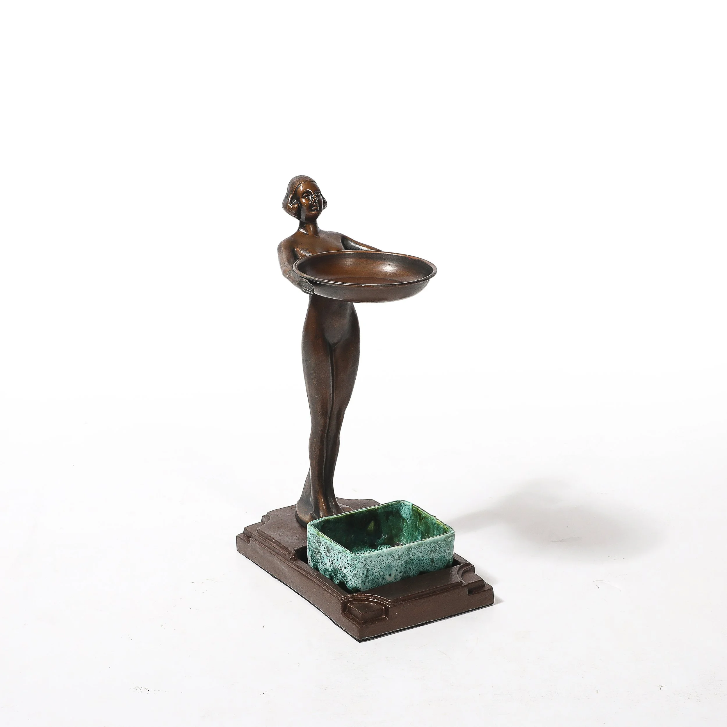 Art Deco Patinated Bronze, Olive Green & Jade Ceramic Smoking Stand by FrankArts - High Style Deco 8.jpg