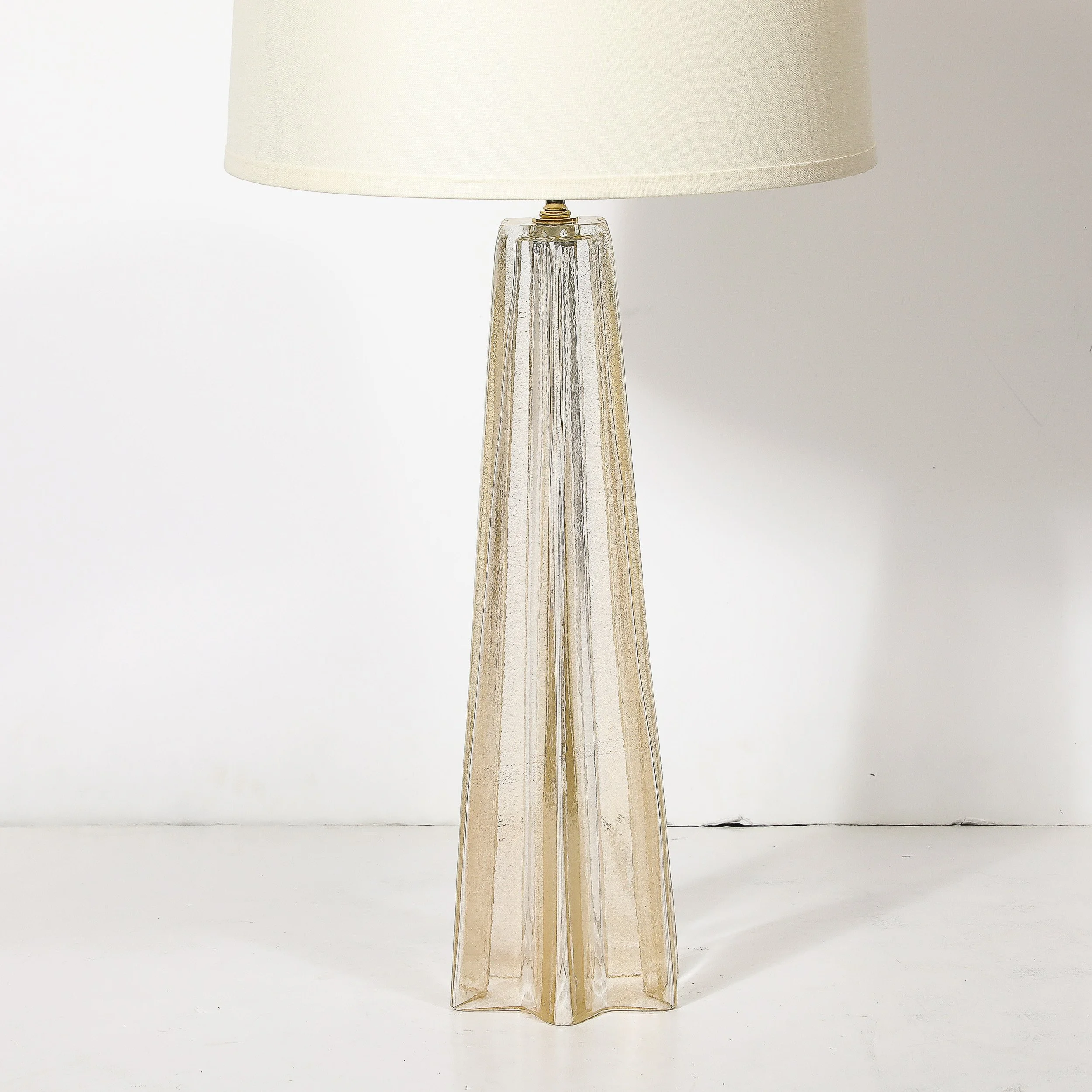 Pair of Modernist Hand-Blown Murano Glass X Form Table Lamps W: 24 Karat Gold - High Style Deco 4.jpg