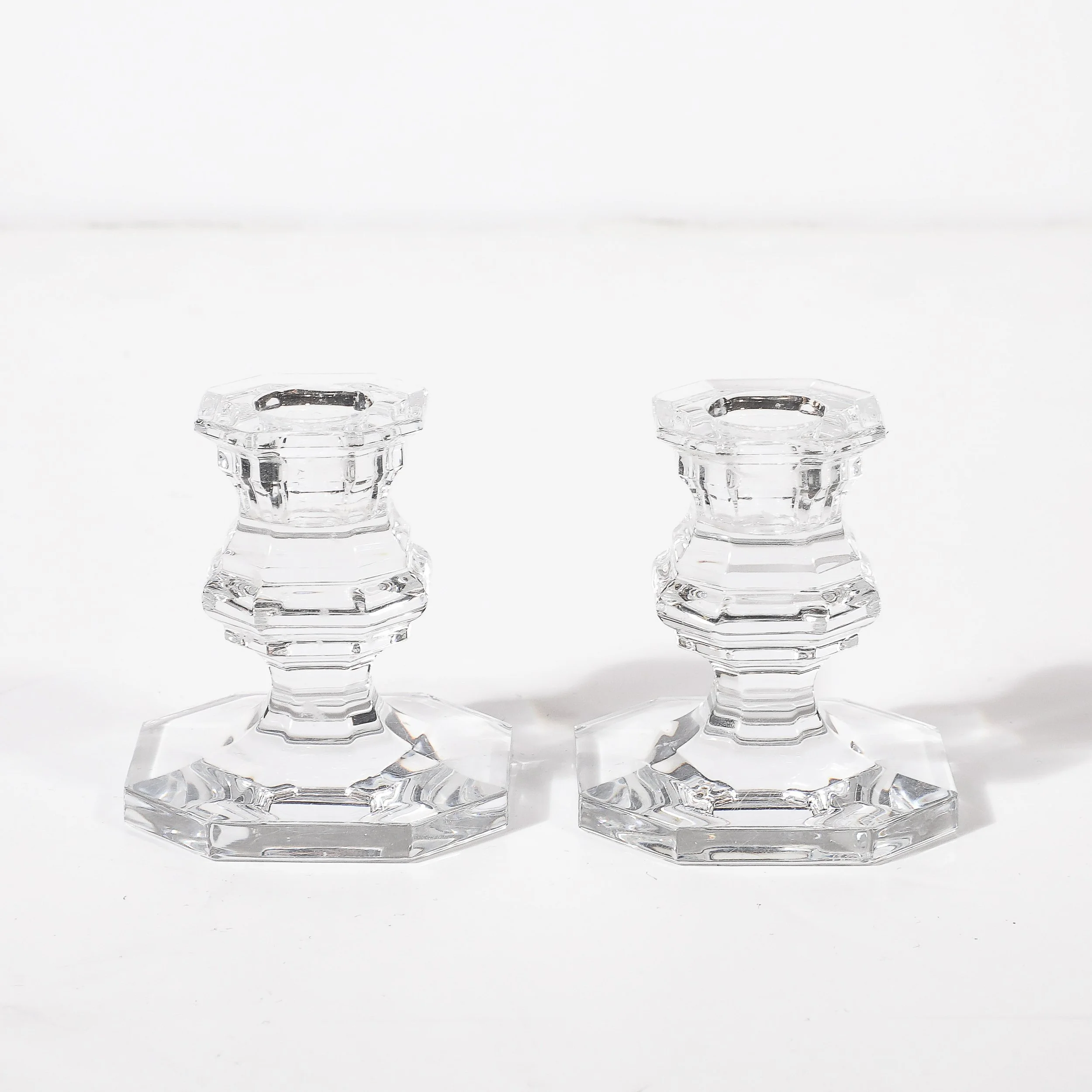 Pair of Classical Regency Giftware Crystal Candlestick Holders Signed Baccarat - High Style Deco 11.jpg