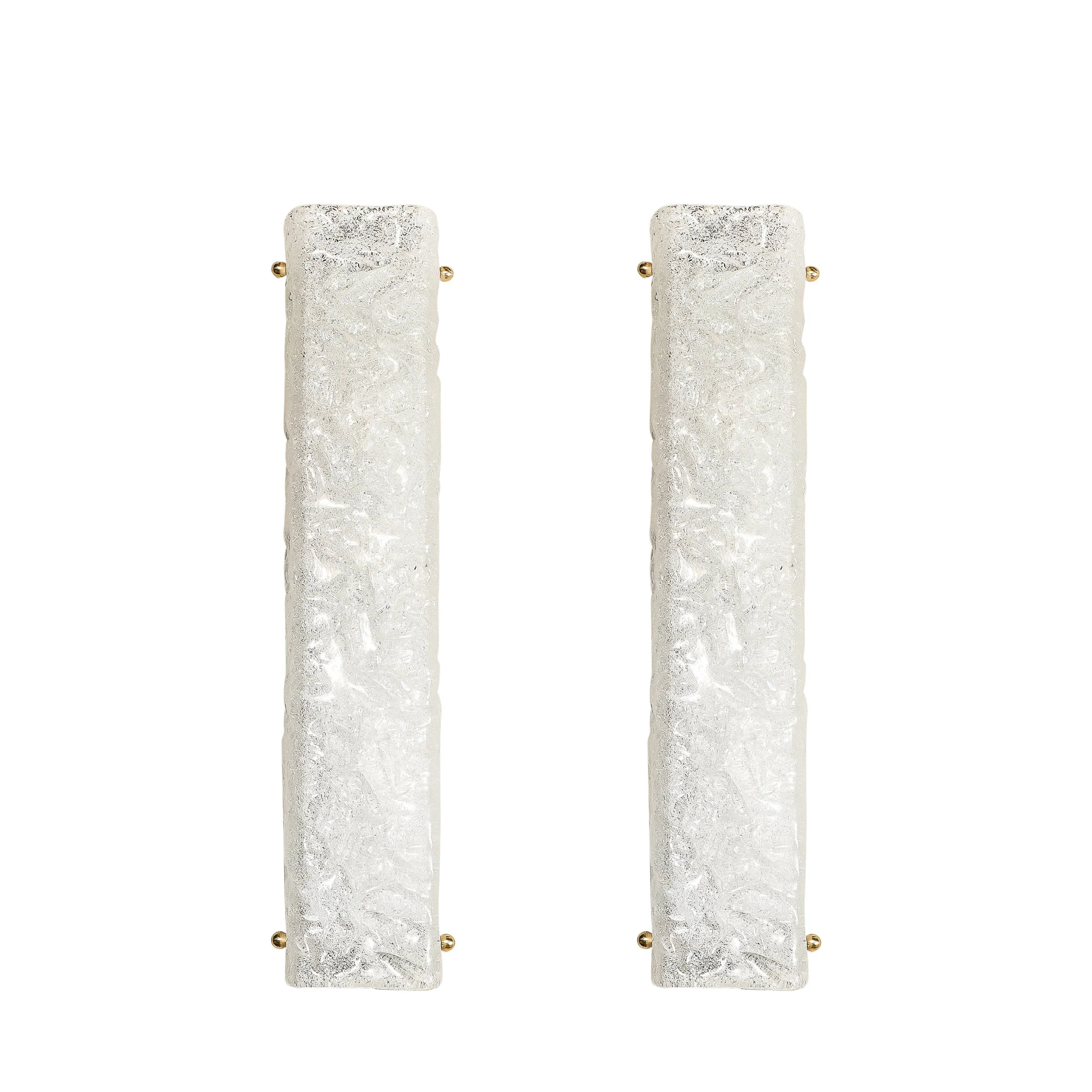 Modernist Rectangular Hand-Blown Murano Mottled Glass Sconces W: Brass Fittings - High Style Deco 1.jpg