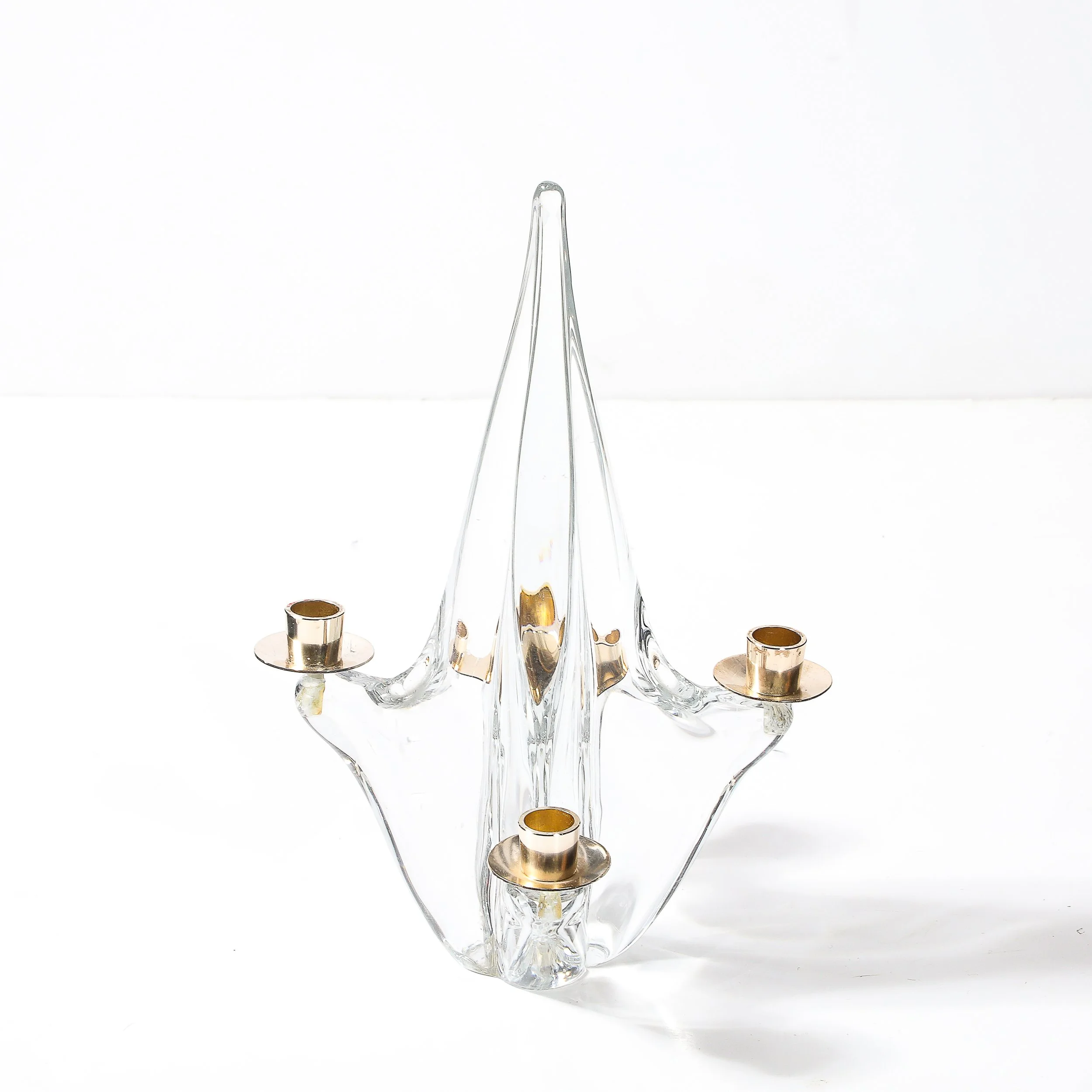 Mid-Century Crystal & Brass Amorphic 4 Arm Candelabra Signed Schneider - High Style Deco 2.jpg