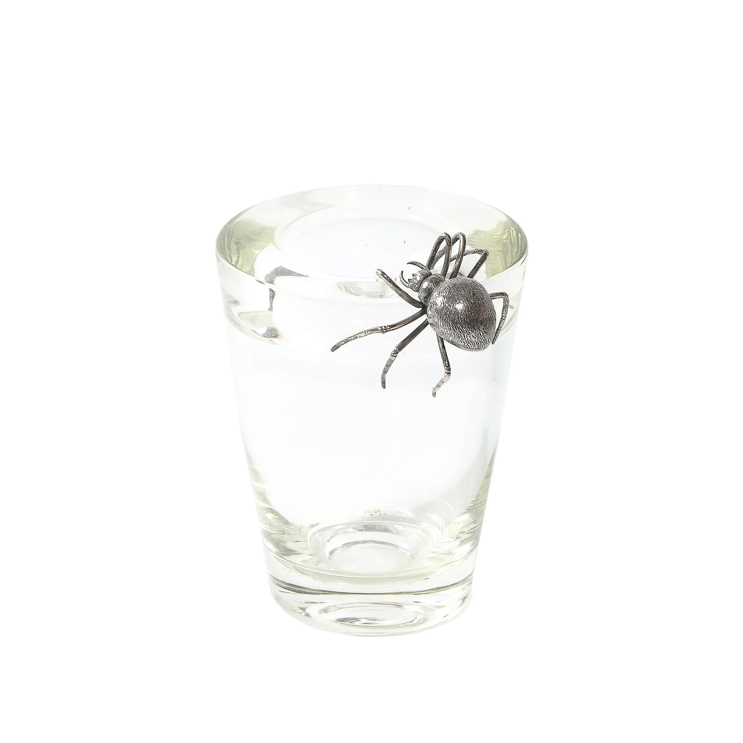 Aesthetic Movement Silver Spider Sculpture Crystal Vase signed Leerdam Crystal