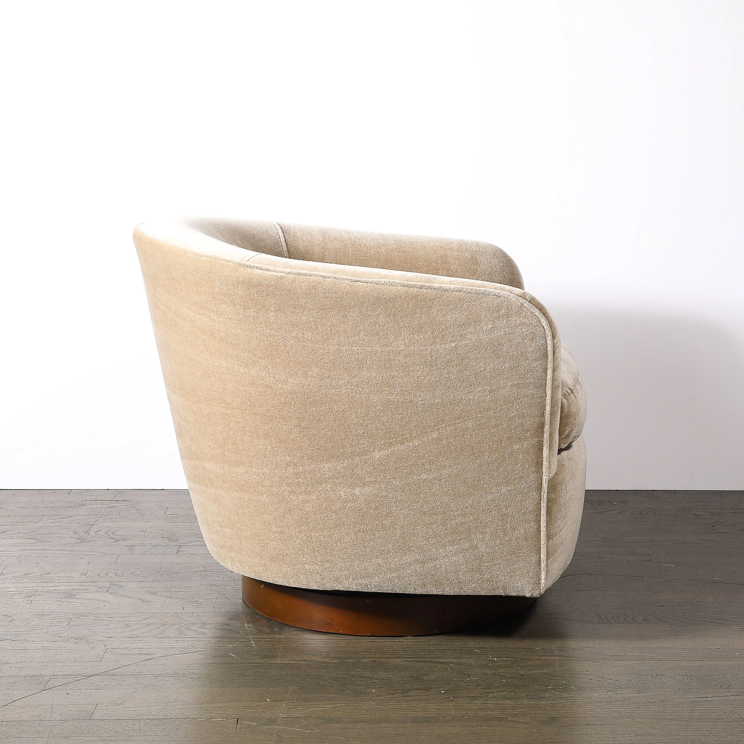 Mid-Century Swivel Club Chairs in Taupe Velvet W: Walnut Bases by Milo Baughman - High Style Deco 6.jpg