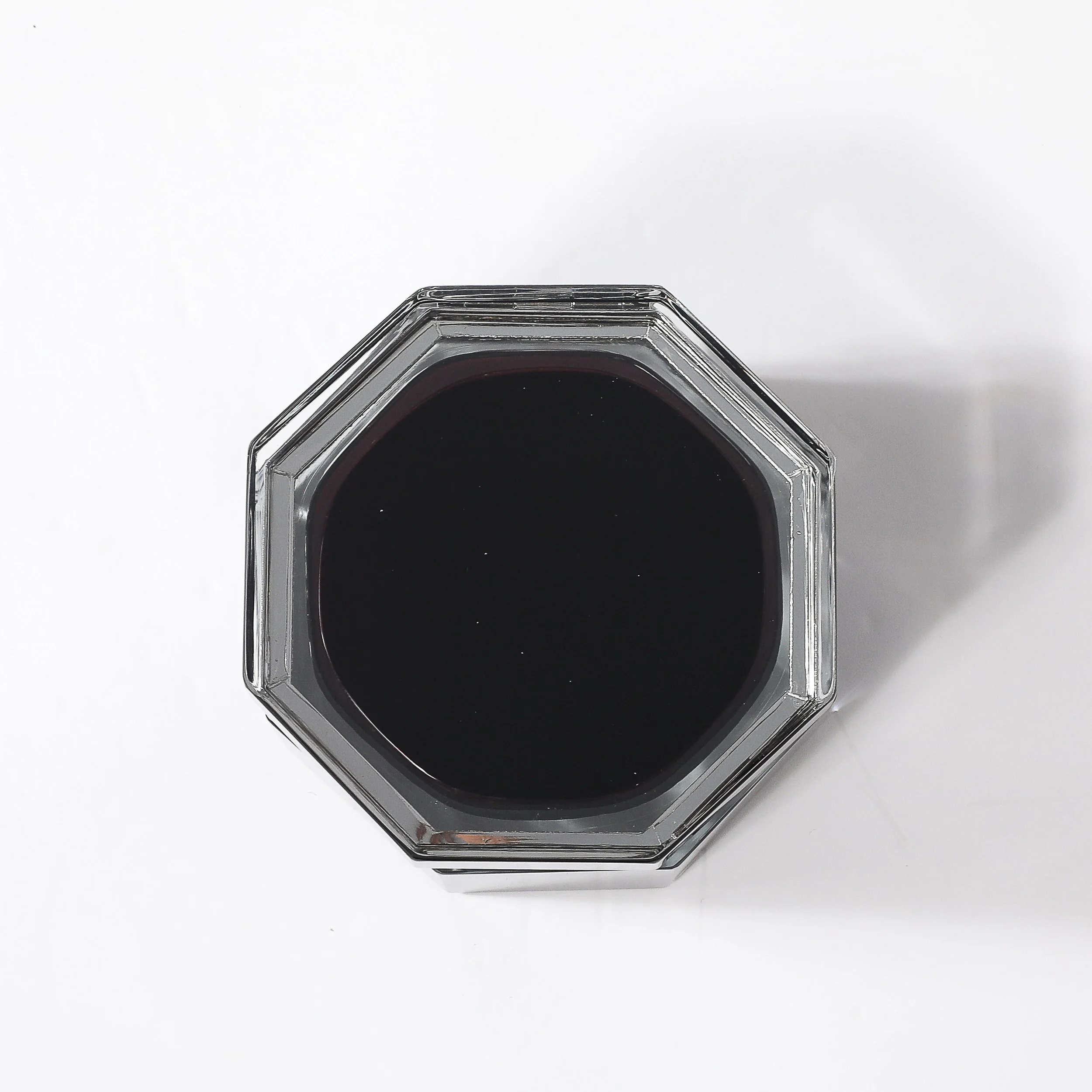 Modernist Octagonal Hand-Blown Blackened Garnet Murano Glass Box w: Nickel - High Style Deco 5.jpg