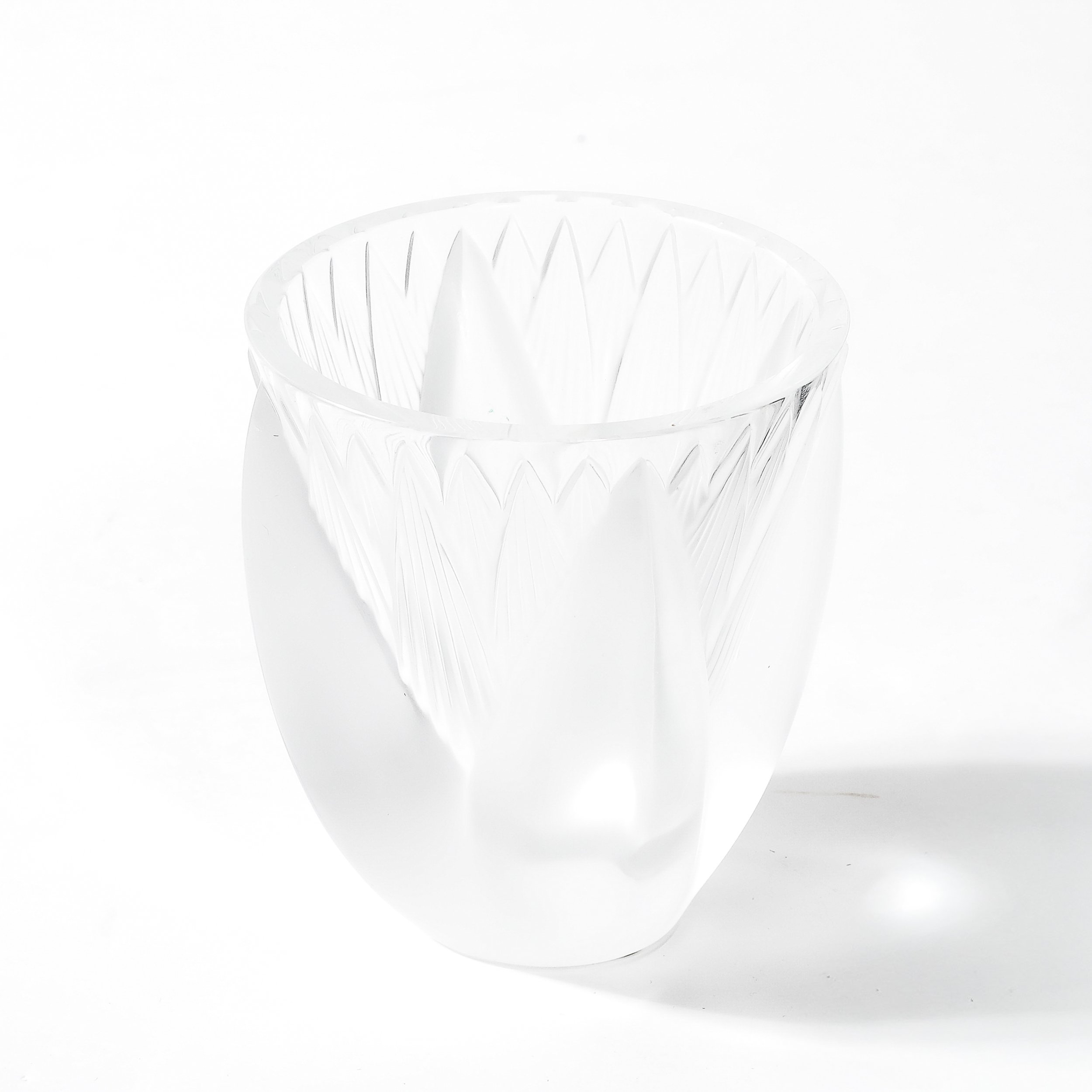 Mid-Century Modernist Frosted Crystal Thebes Vase signed Lalique - High Style Deco 8.jpg
