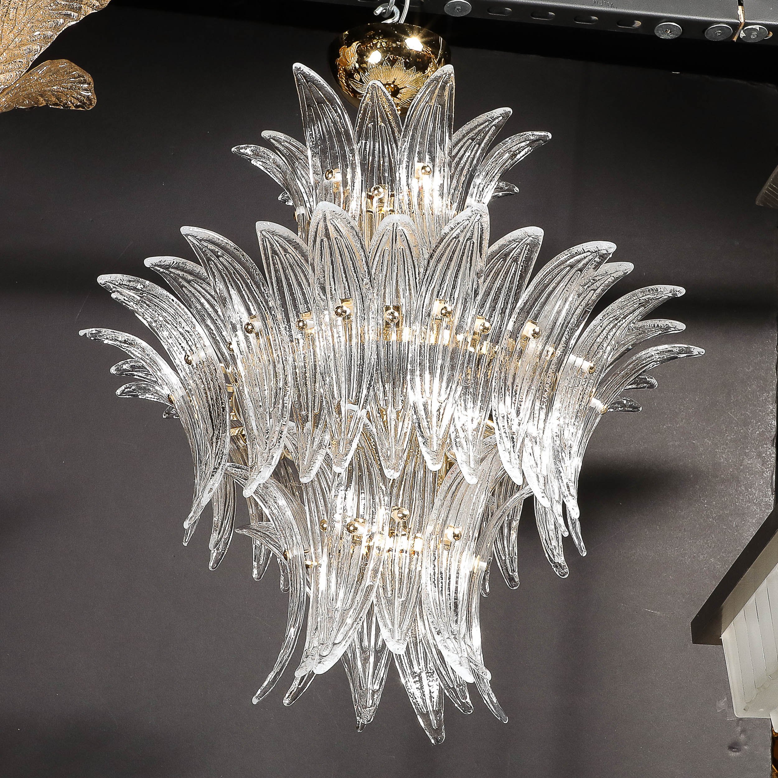 Three-Tier Palma Chandelier in Clear Hand Blown Murano Glass and Brass Fittings - High Style Deco 7.jpg