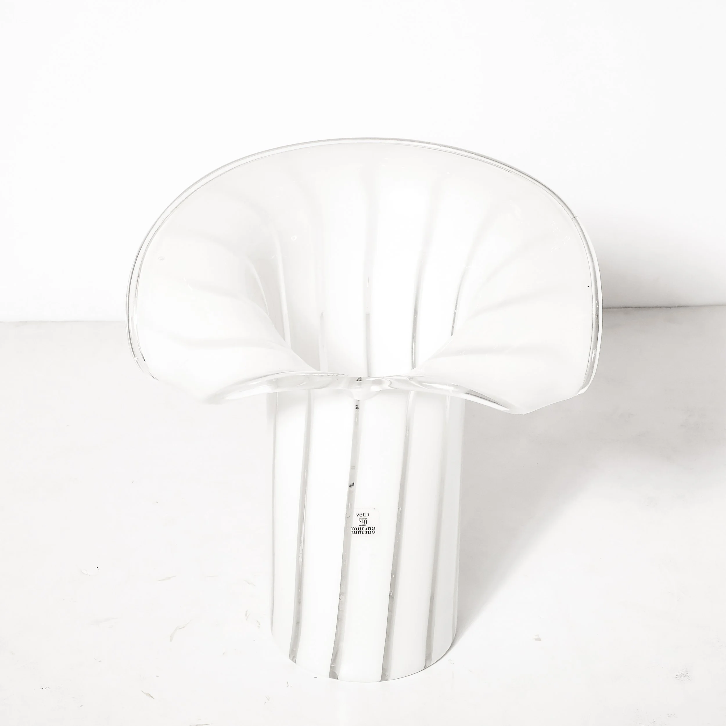 Mid-Century Hand-Blown Murano Cala Lilly Form White Uplights signed Vetri Murano - High Style Deco 13.jpg
