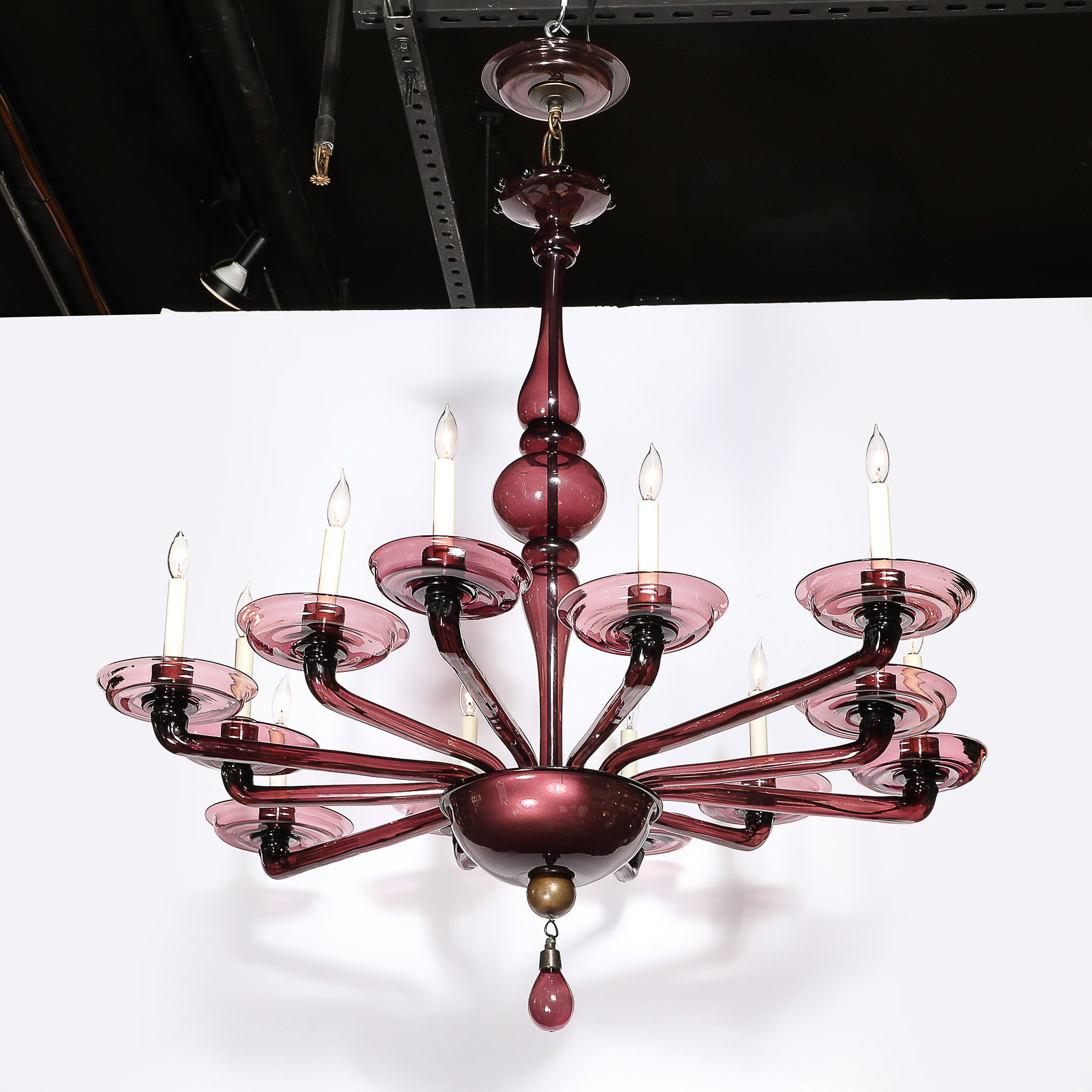 Modernist Hand-Blown Classical Amethyst Murano Glass Chandelier by Lorin Marsh - High Style Deco 7.jpg