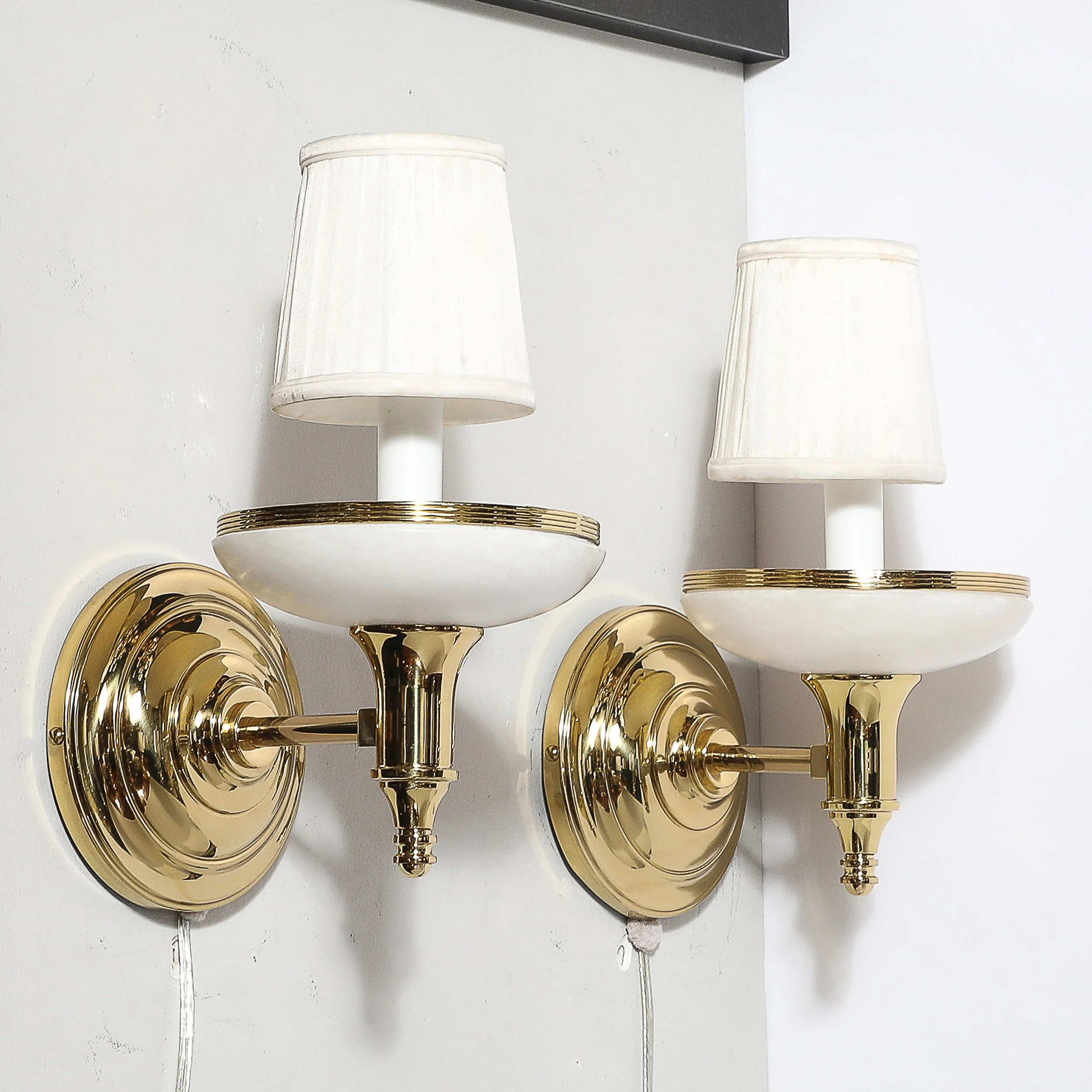 Pair of Art Deco Style Alabaster and Polished Brass Sconces - High Style Deco 9.jpg