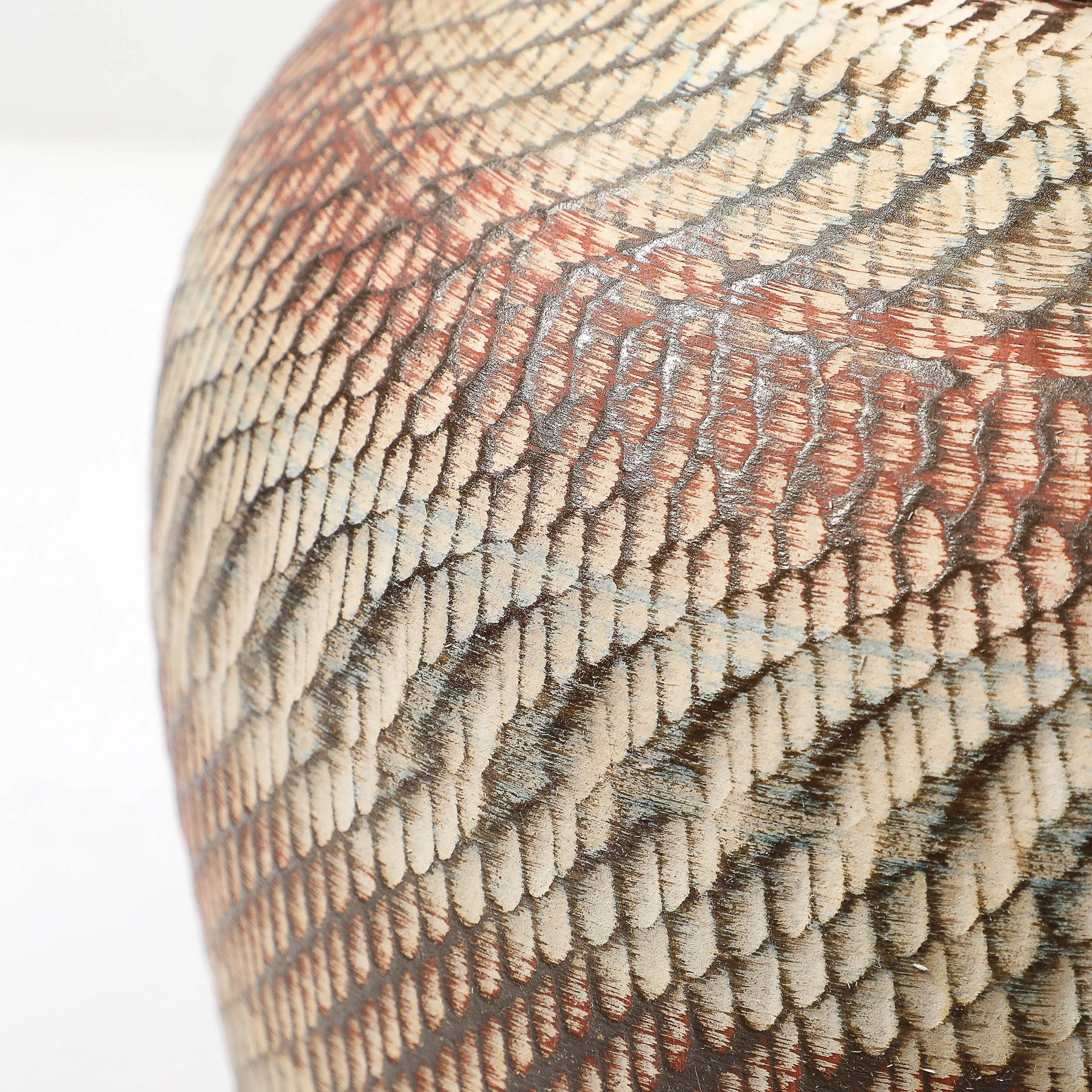 Mid-Century Ceramic Earth Toned Vase W: Scaled Textural Detailing signed Germany - High Style Deco 8.jpg