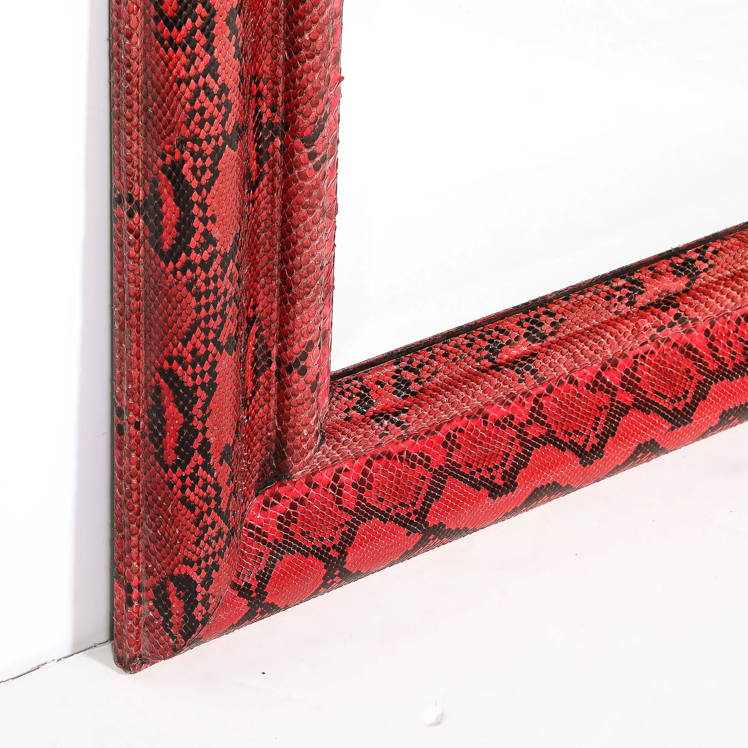 Mid-Century Molding Mirror in Red & Black Python Leather by Karl Springer - High Style Deco 11.jpg