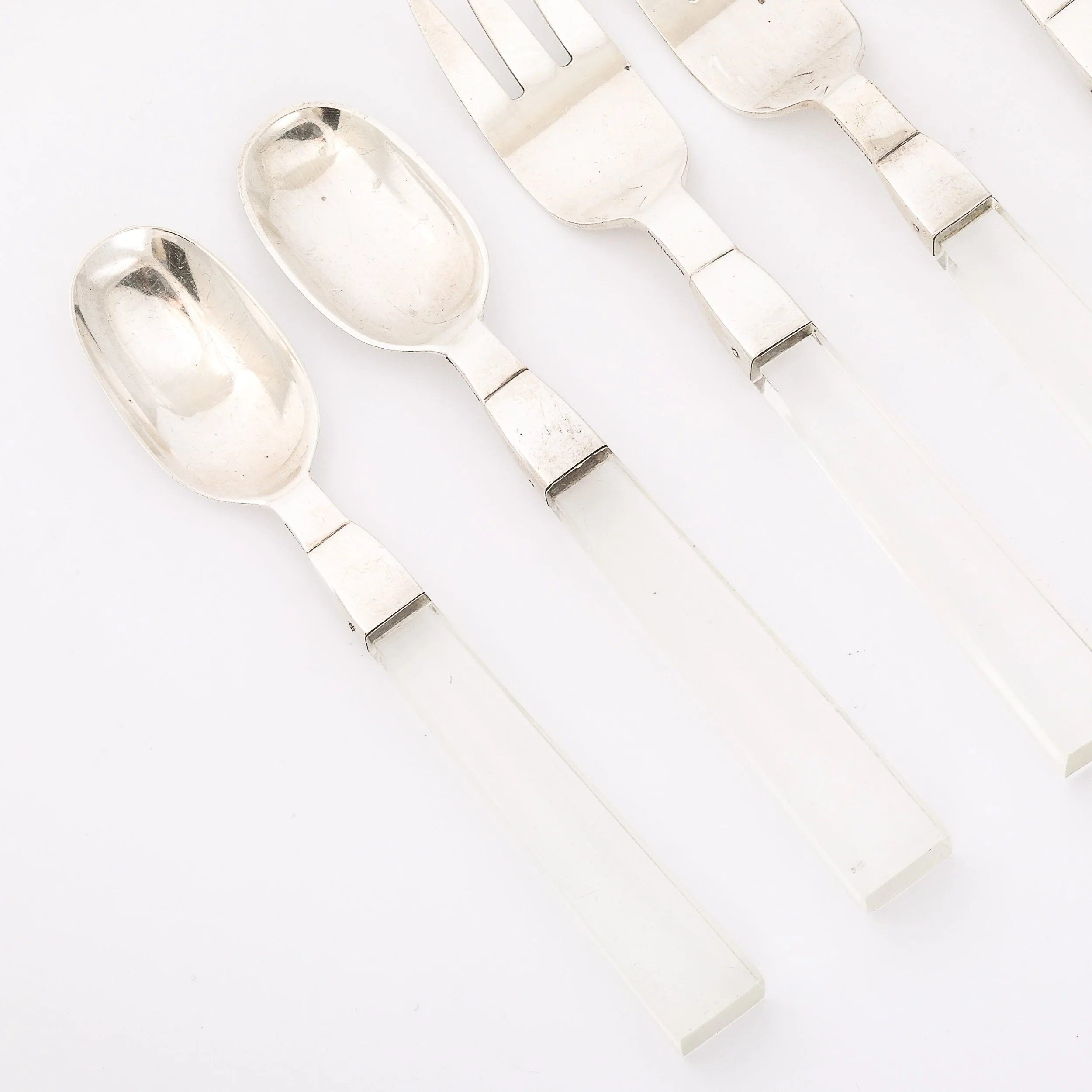 Set of 7 Mid-Century Sterling Silver & Lucite Flatware by Porter Blanchard - High Style Deco 1.jpg