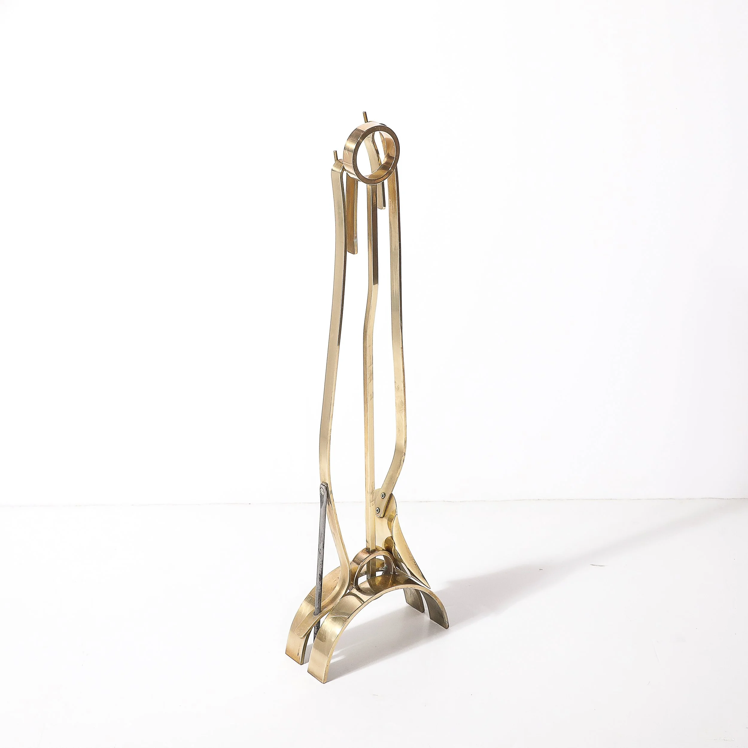Mid-Century Modernist Sculptural Polished Brass Fire Tool Set by Donald Deskey 8.jpg