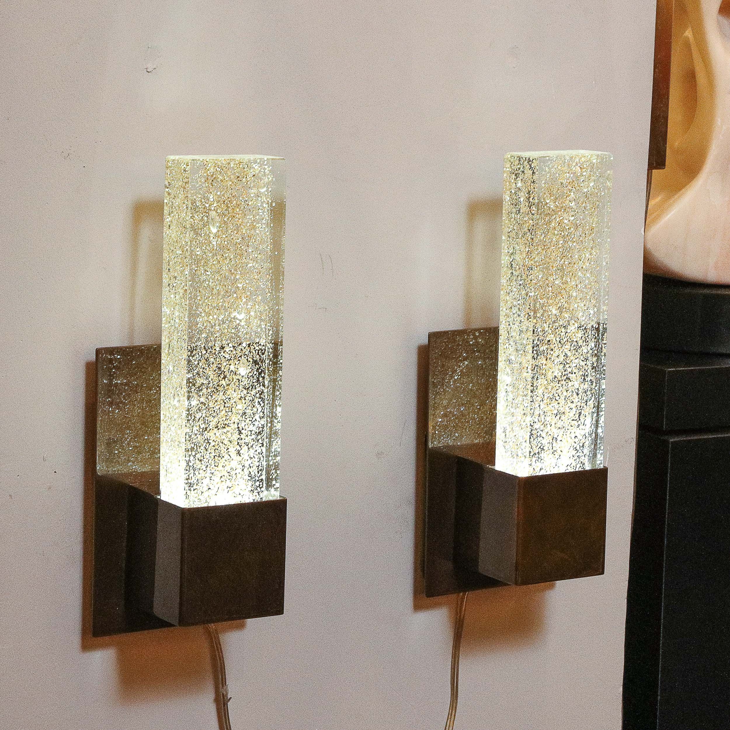 Pair of Handblown Murano Sconces in Glass and Antiqued Brass with 24-Karat Gold Flecks - High Style Deco 11.jpg