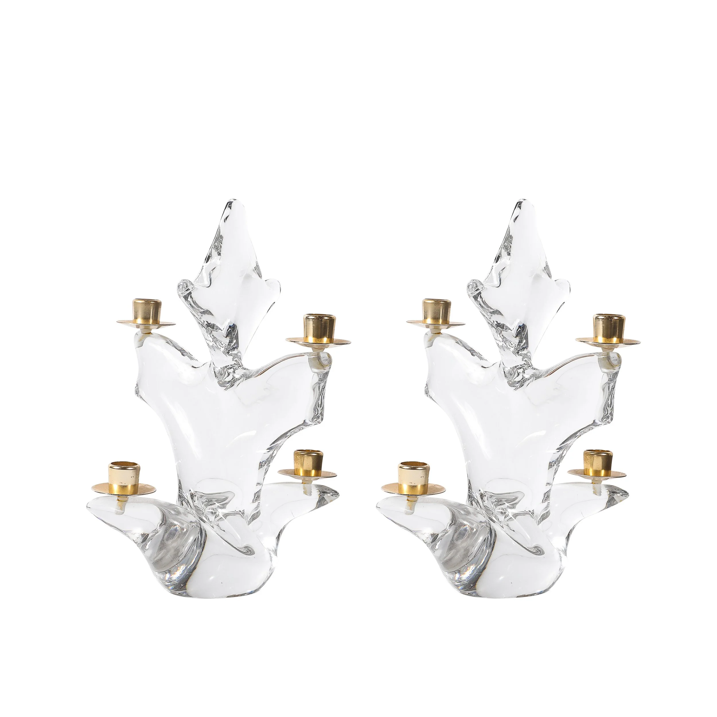 Pair of Mid-Century Crystal & Brass Candlestick Holders signed Schneider - High Style Deco.jpg
