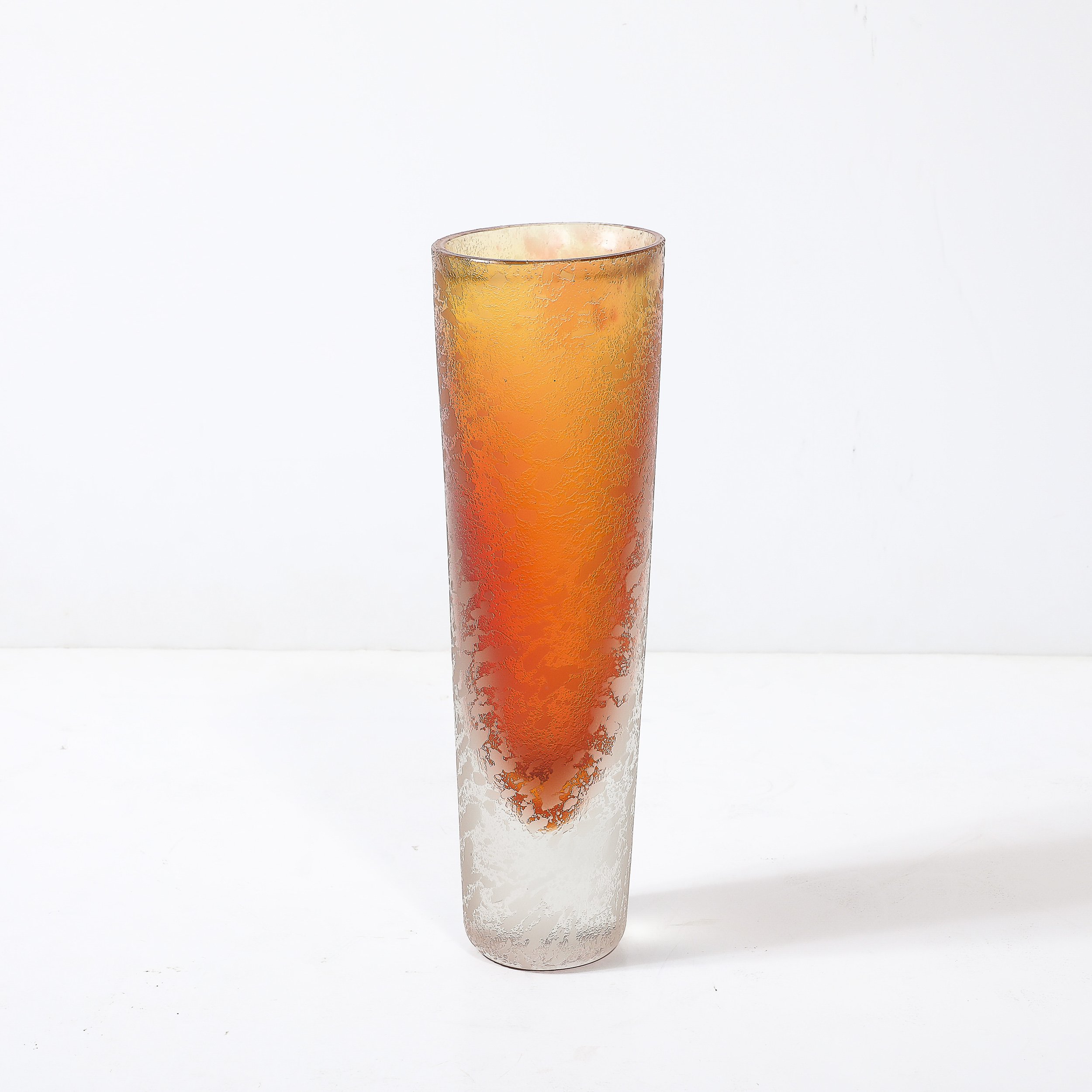 Mid-Century Modernist Hand-Blown Murano Glass Vase in Apricot W: Mottled Texture - High Style Deco 3.jpg