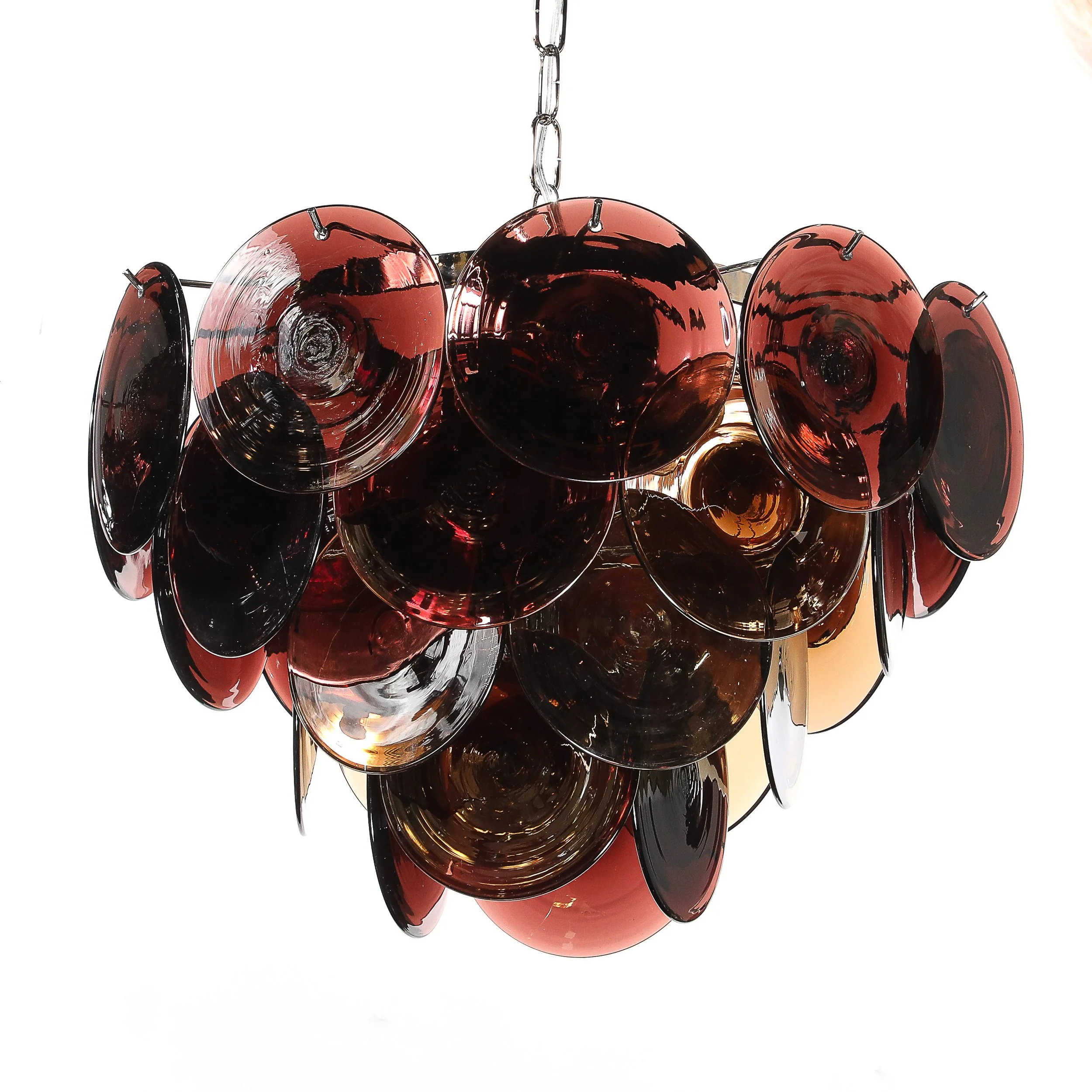 Pair of Mid-Century Hand-Blown Murano Glass Disc Chandeliers in Smoked Amber - High Style Deco 7.jpg
