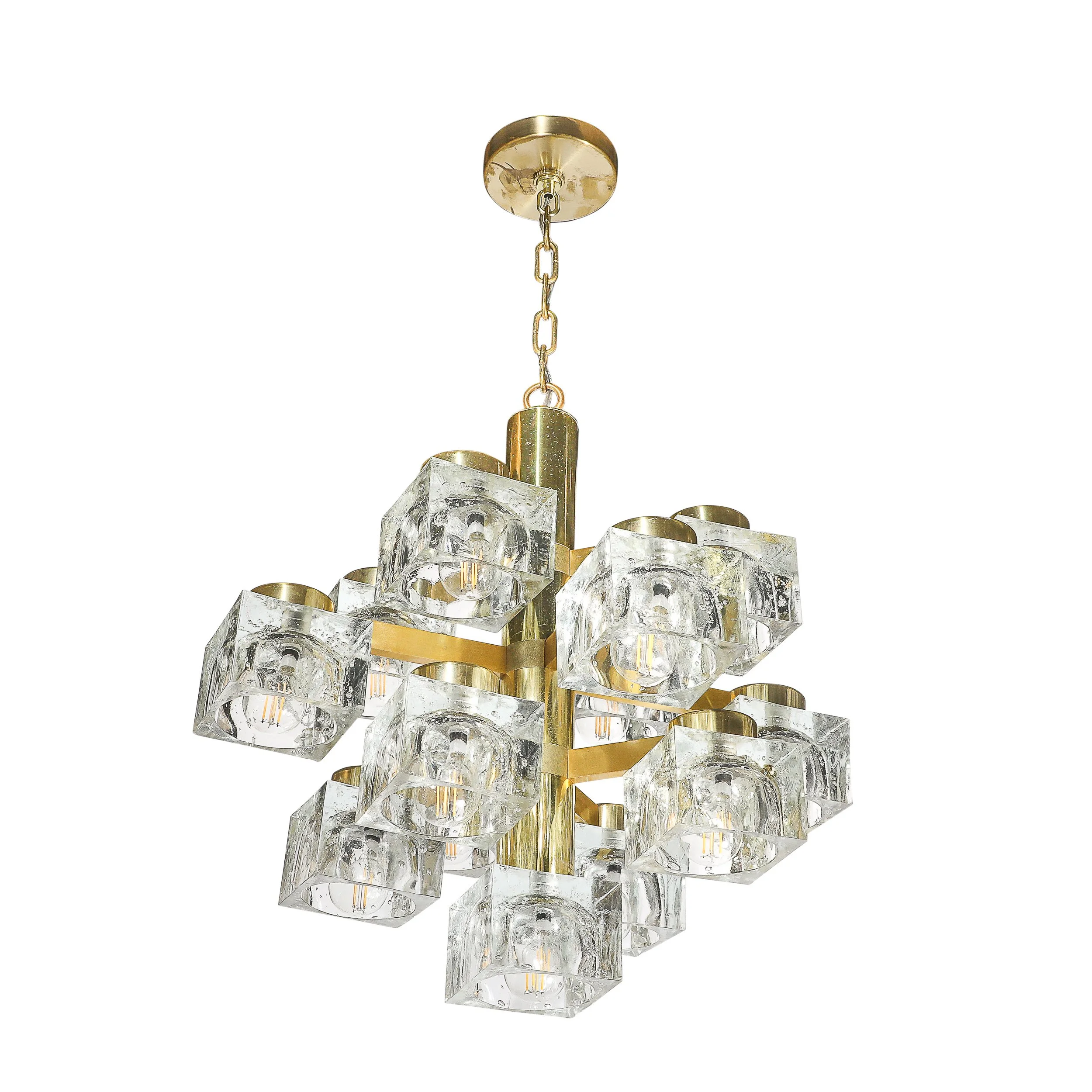 Mid-Century Modern Brass & Cube Glass Chandelier by Sciolari - High Style Deco.jpg
