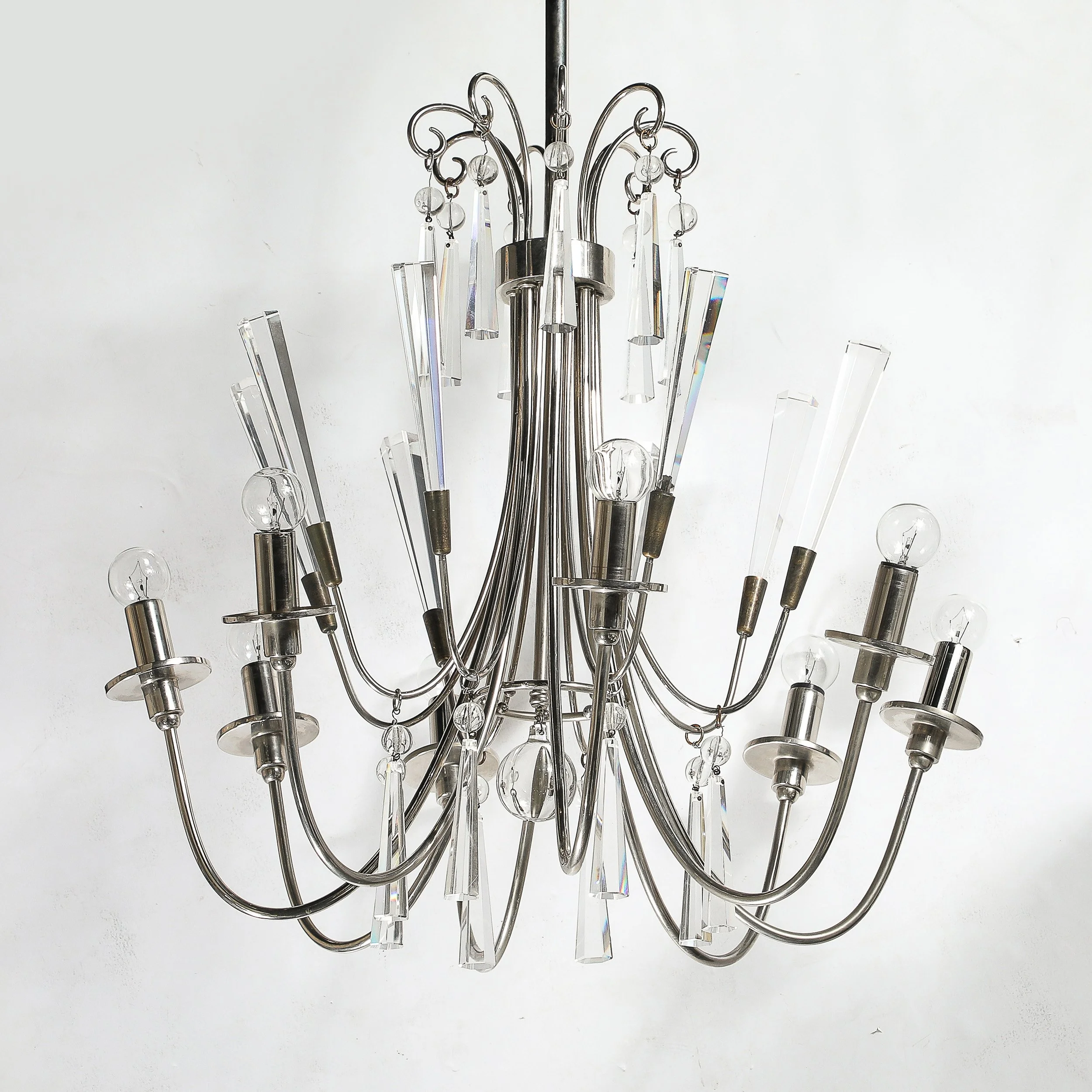 Mid-Century Modernist Eight Arm Chandelier in Cut Crystal & Polished Nickel - High Style Deco 5.jpg