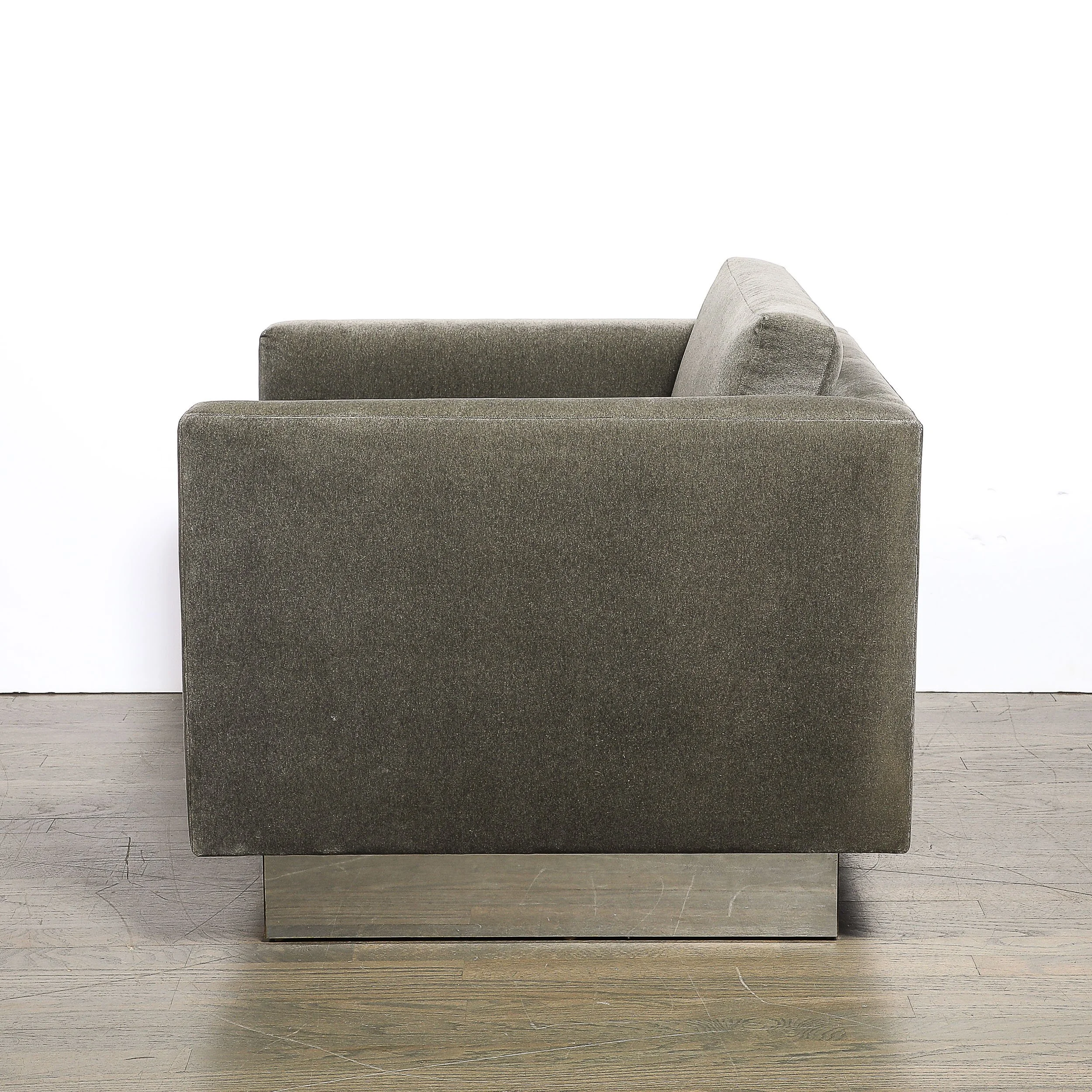 Pair of Mid-Century Biscuit Tufted Cube Chairs w: Chrome Wrapped Base in Mohair - High Style Deco 5.jpg