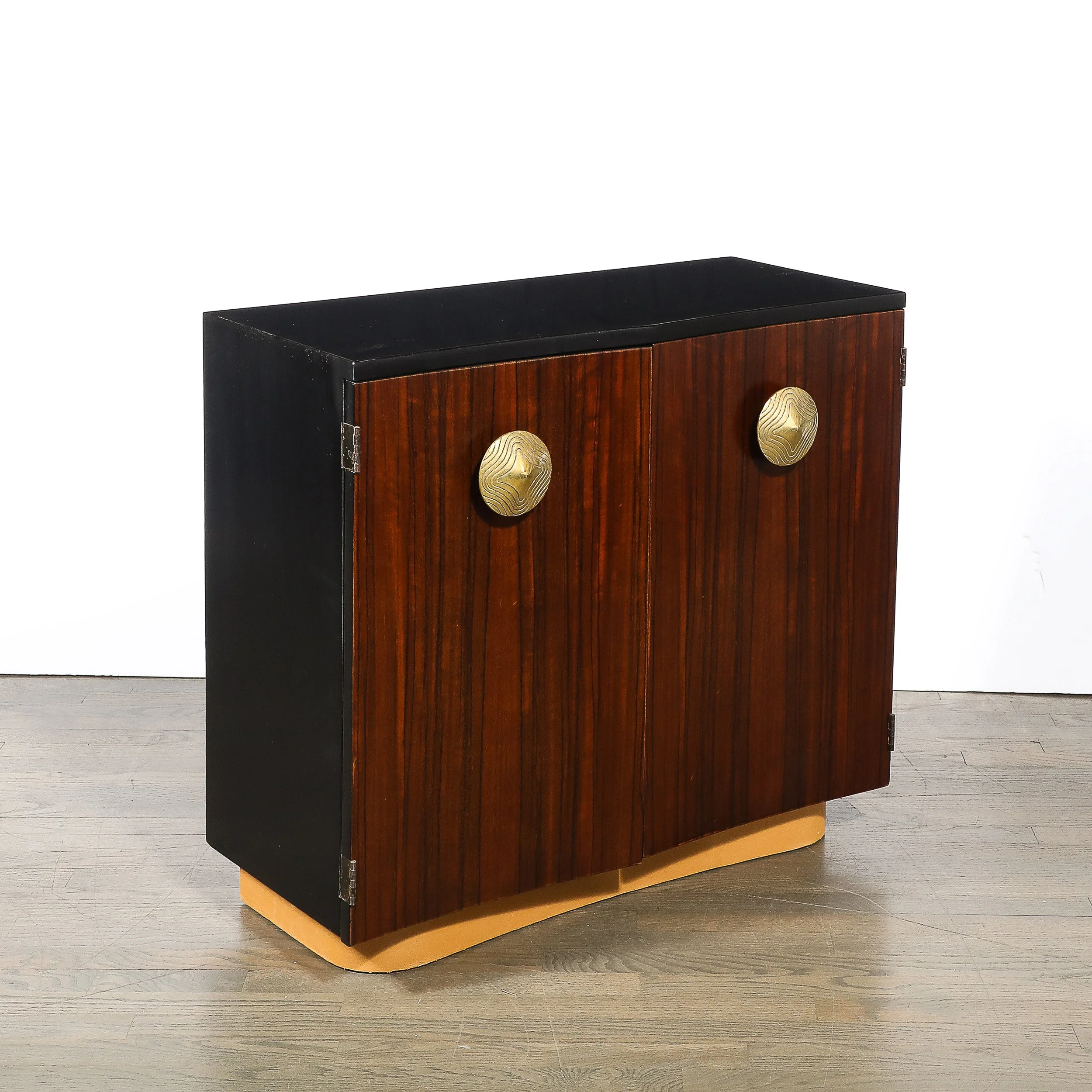 Art Deco Brass Pulls & Leather Wrapped Base Paldao Wood Cabinet by Gilbert Rohde Black Lacquer - High Style Deco 9.jpg