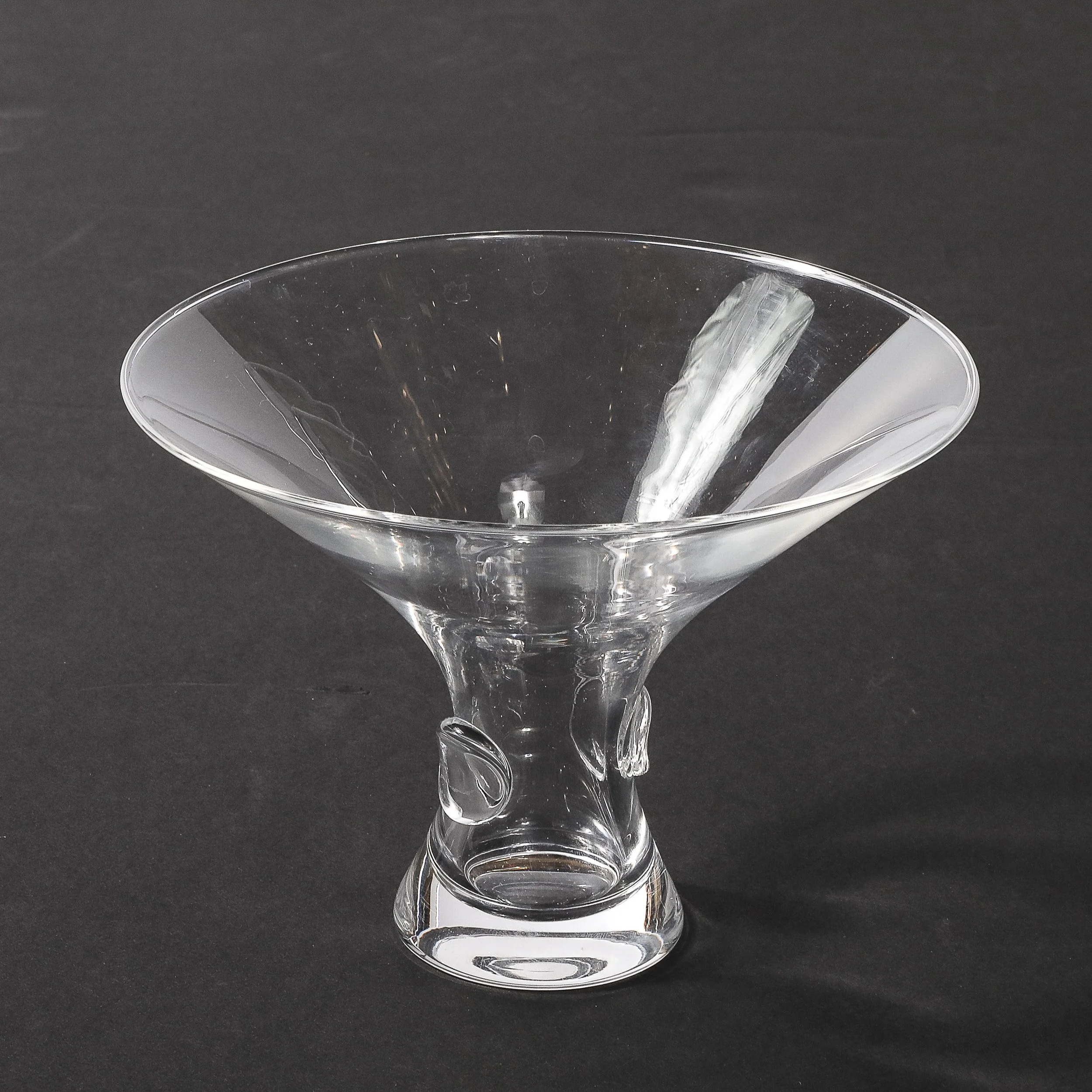 Mid-Century Modernist Footed Crystal Bowl with Organic Detailing Signed Stueben  - High Style Deco 10.jpg