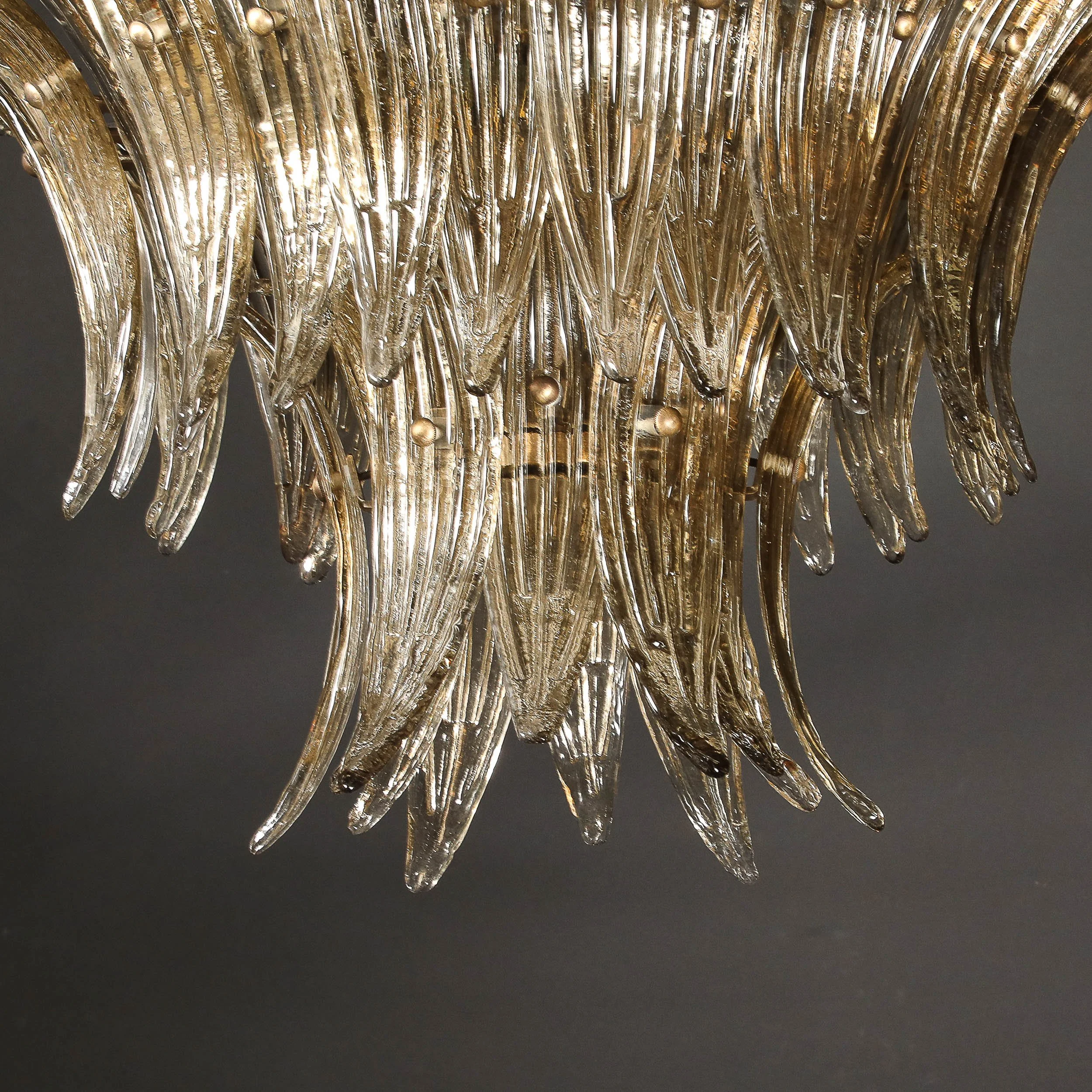 Modernist 3-Tier %22Palma%22 Hand-Blown Smoked Murano Glass & Bronze Chandelier - High Style Deco 16.jpg