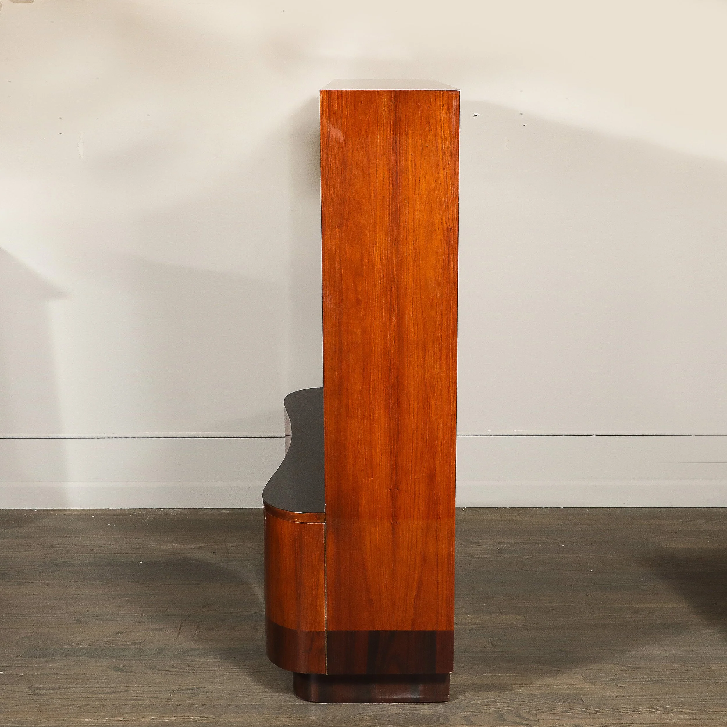 Art Deco Bar Cabinet in Bookmatched Walnut & Burled Elm w: Black Lacquer Accents - High Style Deco 12.jpg