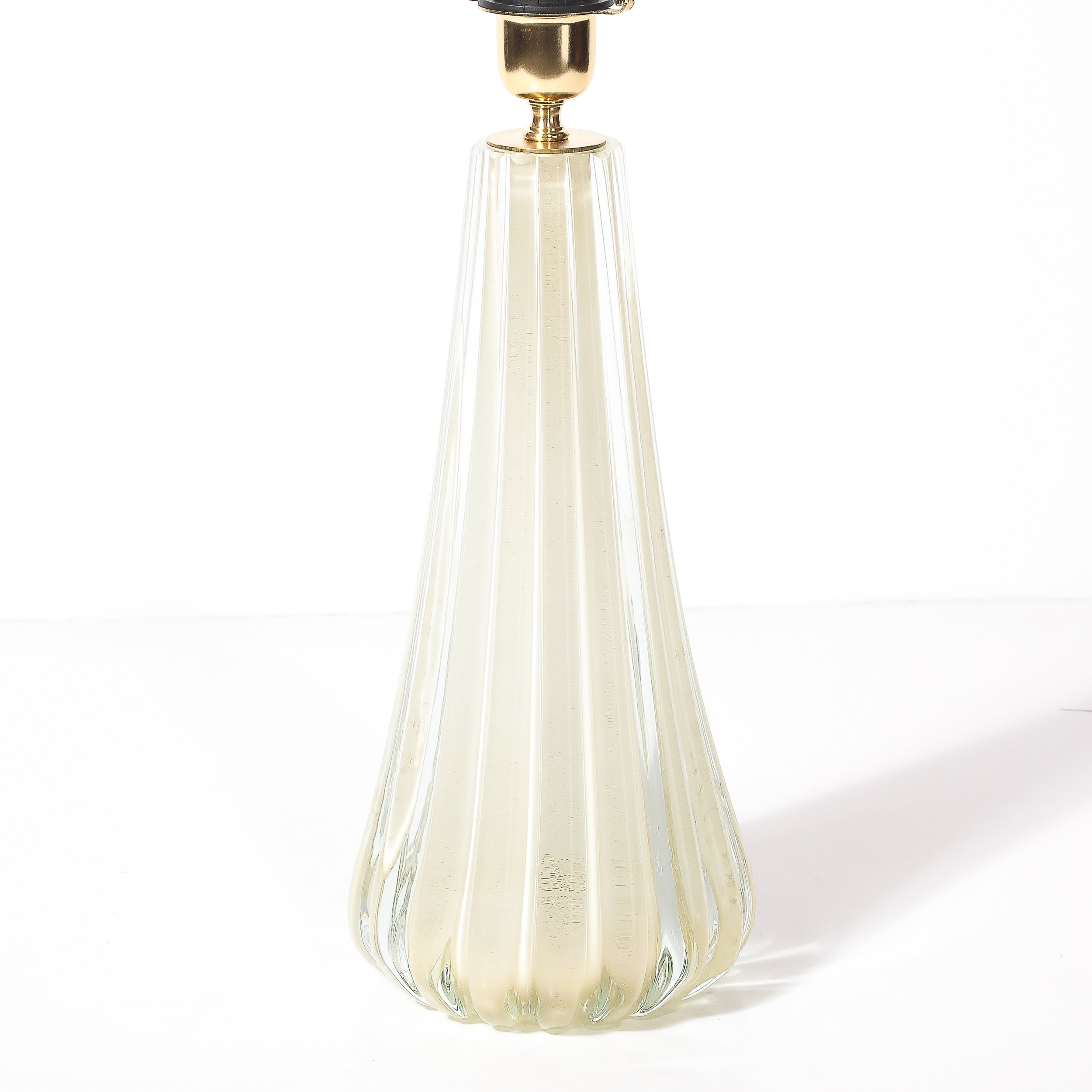 Modernist Hand-Blown Fluted Oyster Murano Glass & Brass Table Lamps - High Style Deco 8.jpg