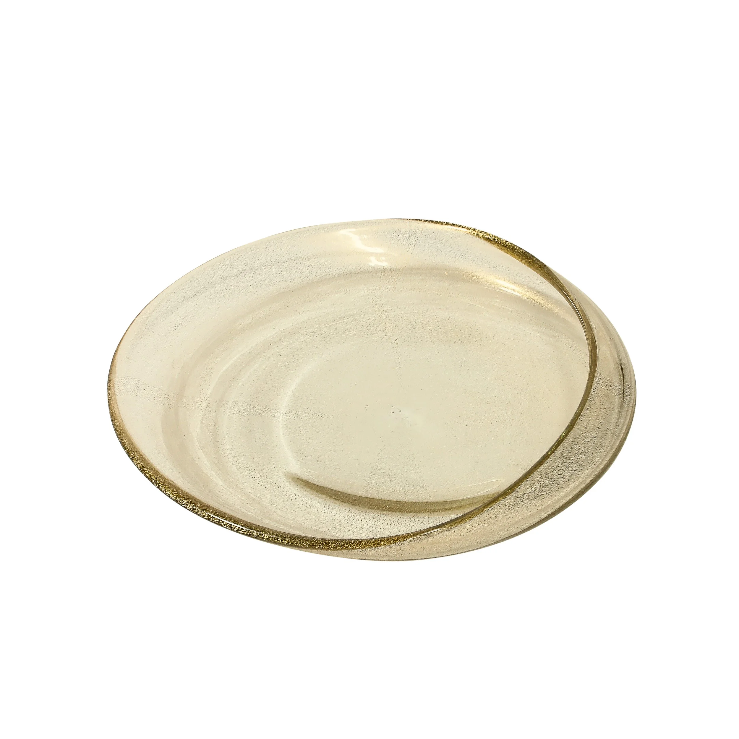 Large Mid-Century Hand-Blown Murano Glass Bowl W:24 Karat Gold Fleck Detailing - High Style Deco.jpg