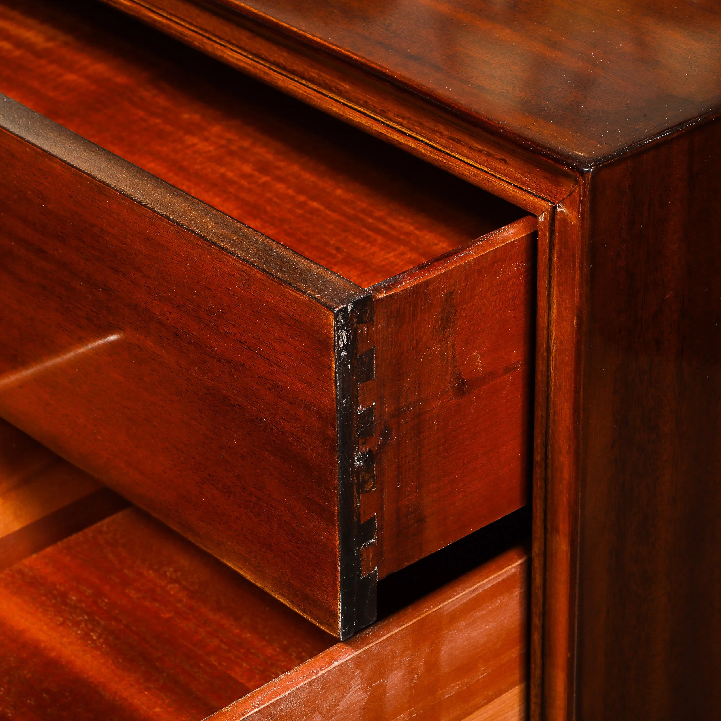 Pair of Art Deco Chests in Walnut with Rectangular Polished Nickel Pulls - High Style Deco 8.jpg