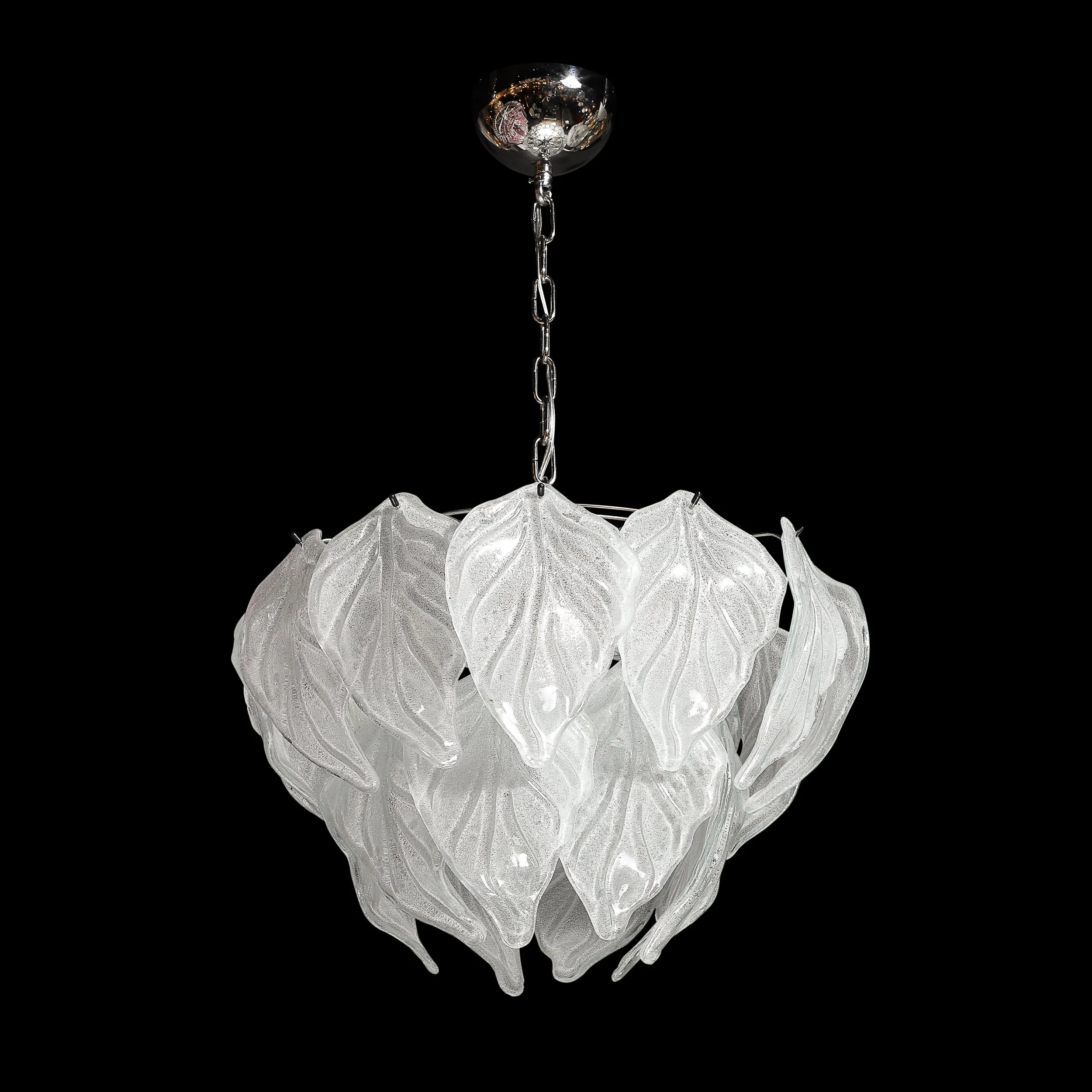 Mid-Century Hand-Blown Leaf Form Mottled Murano Glass Chandelier by Mazzega - High Style Deco 15.jpg