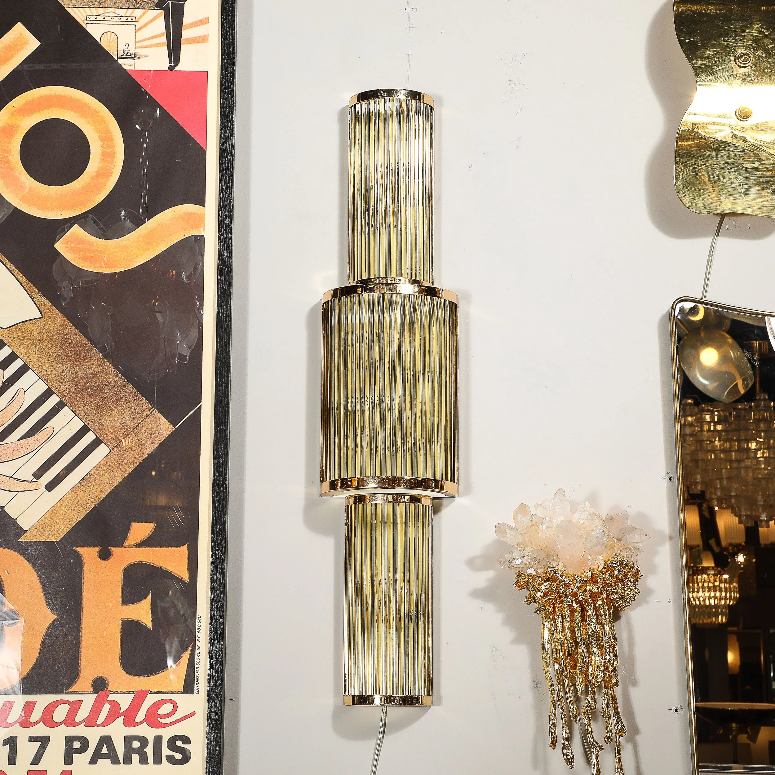 Art Deco Style 3-Tier Polished Brass Hand-Blown Murano Mixed Glass Rod Sconces - High Style Deco 9.jpg