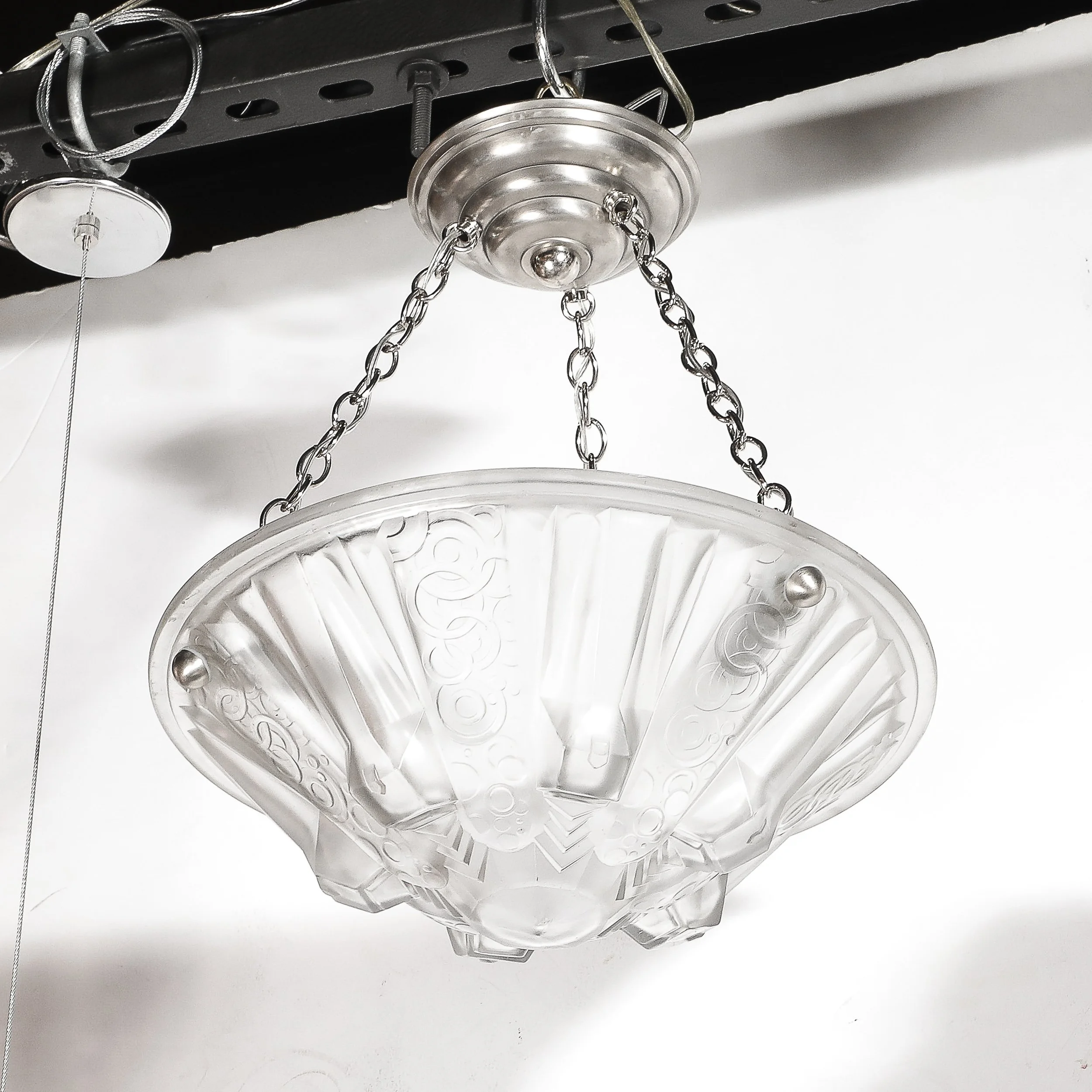 Stunning Art Deco Cubist Detailed Molded Glass Chandelier signed Muller Freres - High Style Deco 7.jpg