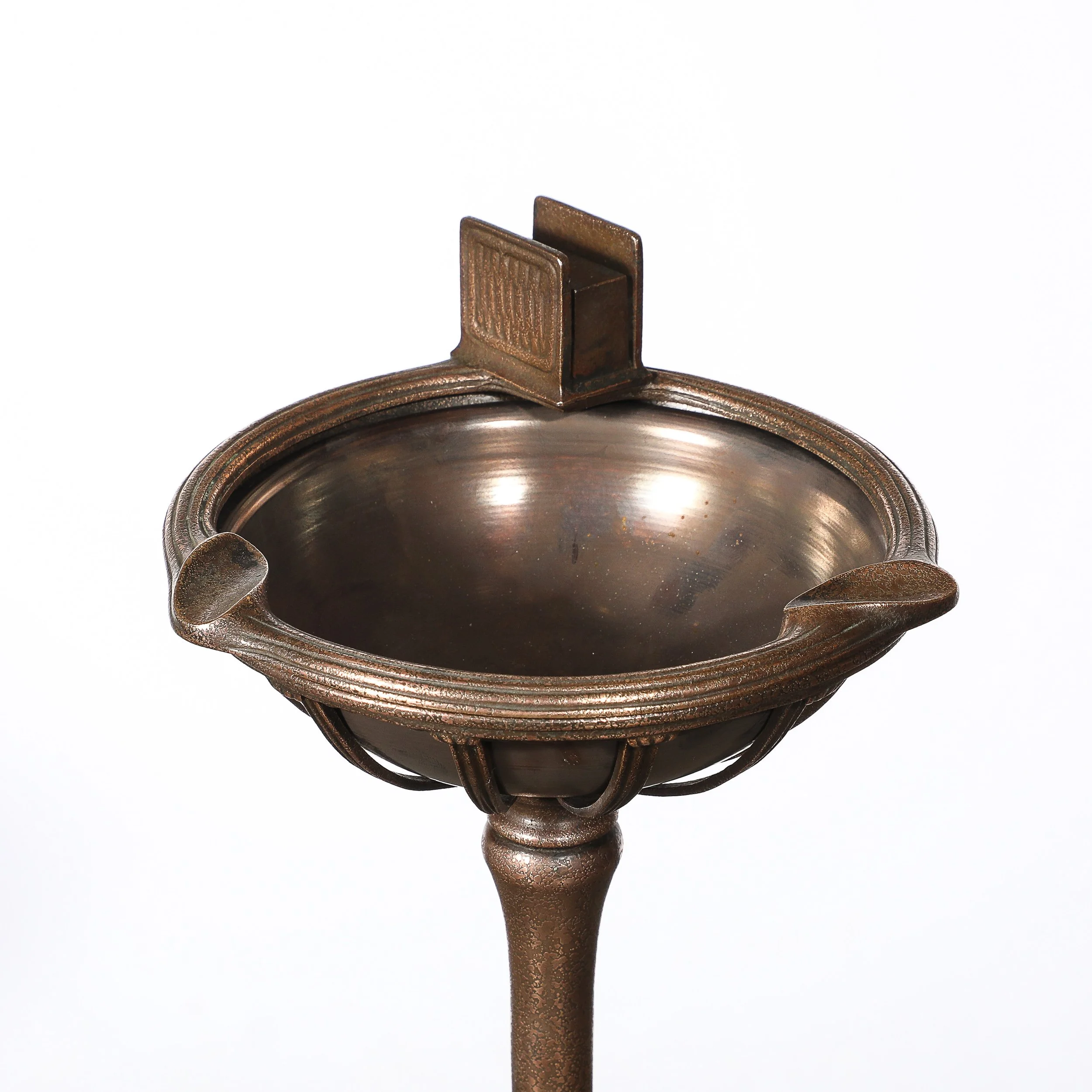 Art Deco Coppered Bronze Smoking Stand signed Tiffany Studios New York #1649 - High Style Deco 2.jpg