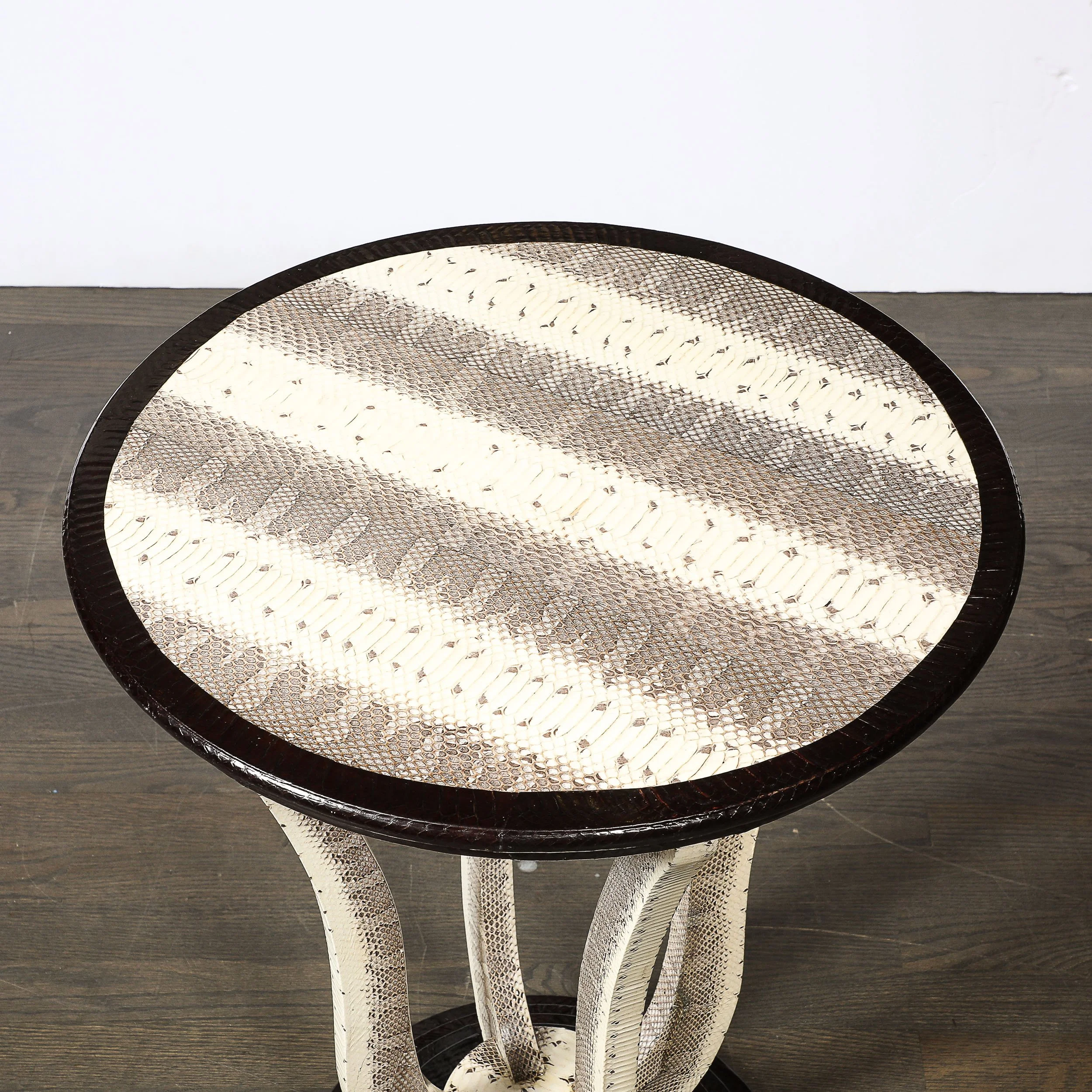 Mid-Century Gueridon Table in Python Leather with Stepped Base by Karl Springer - High Style Deco 6.jpg