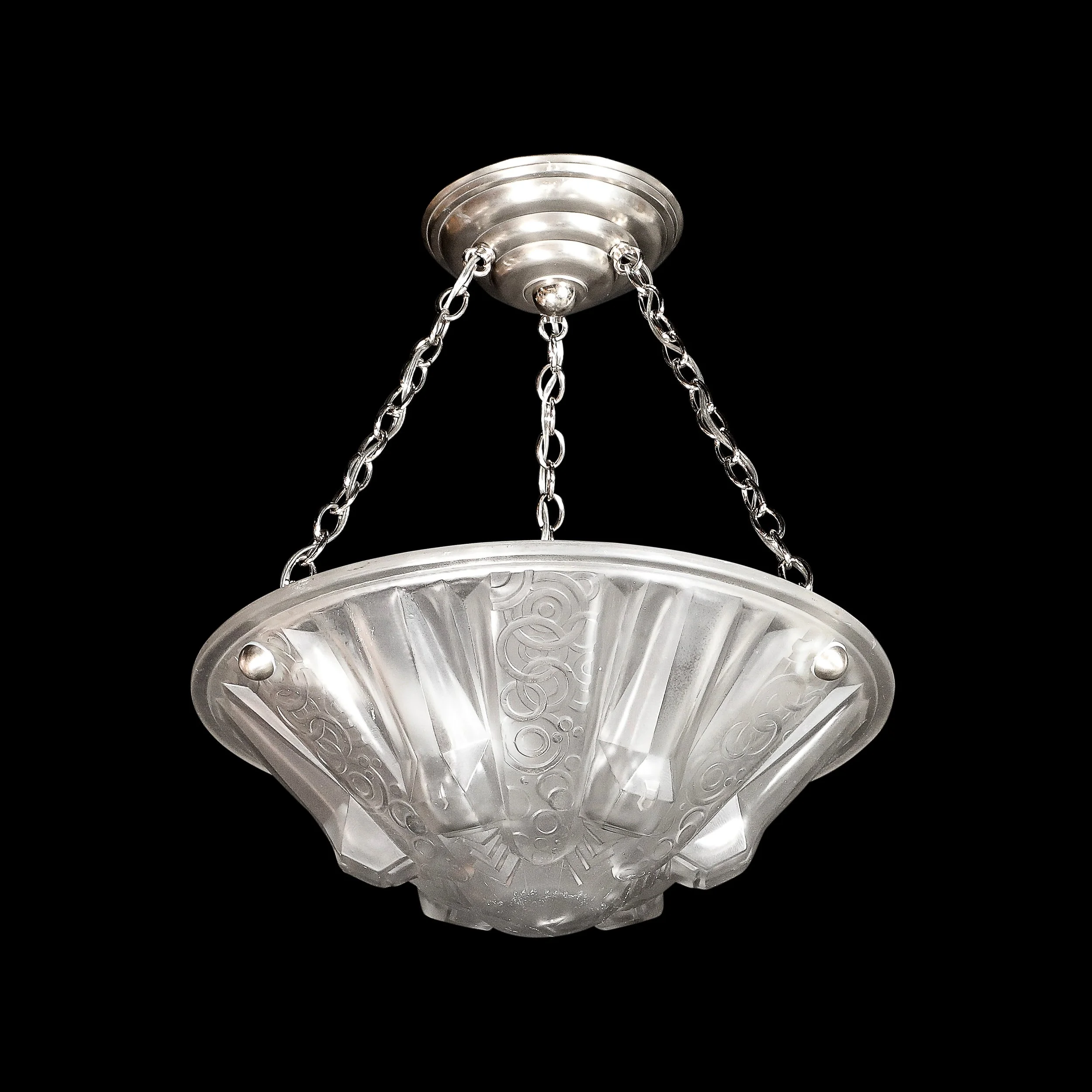 Stunning Art Deco Cubist Detailed Molded Glass Chandelier signed Muller Freres - High Style Deco 18.jpg