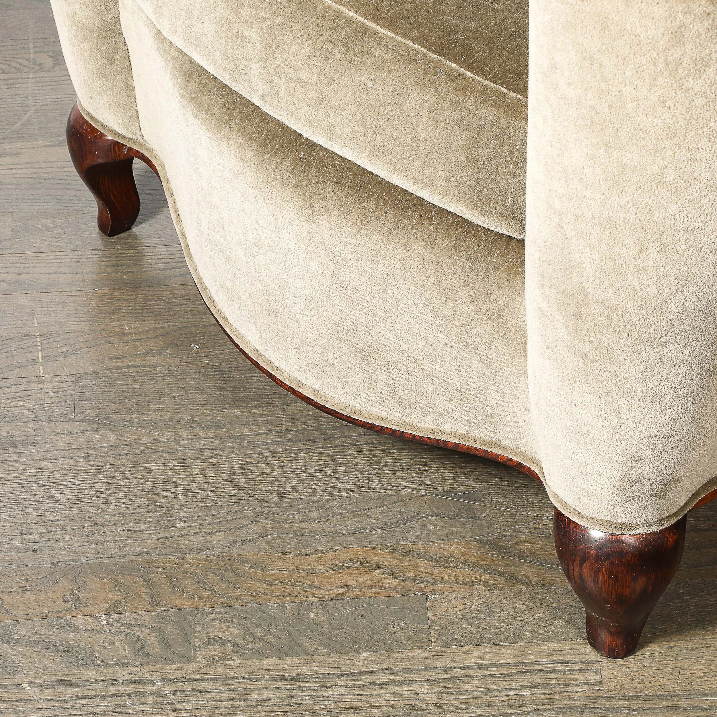 Pair of Art Deco Sinuous Club Chairs In Taupe Mohair & Walnut Supports - High Style Deco 7.jpg