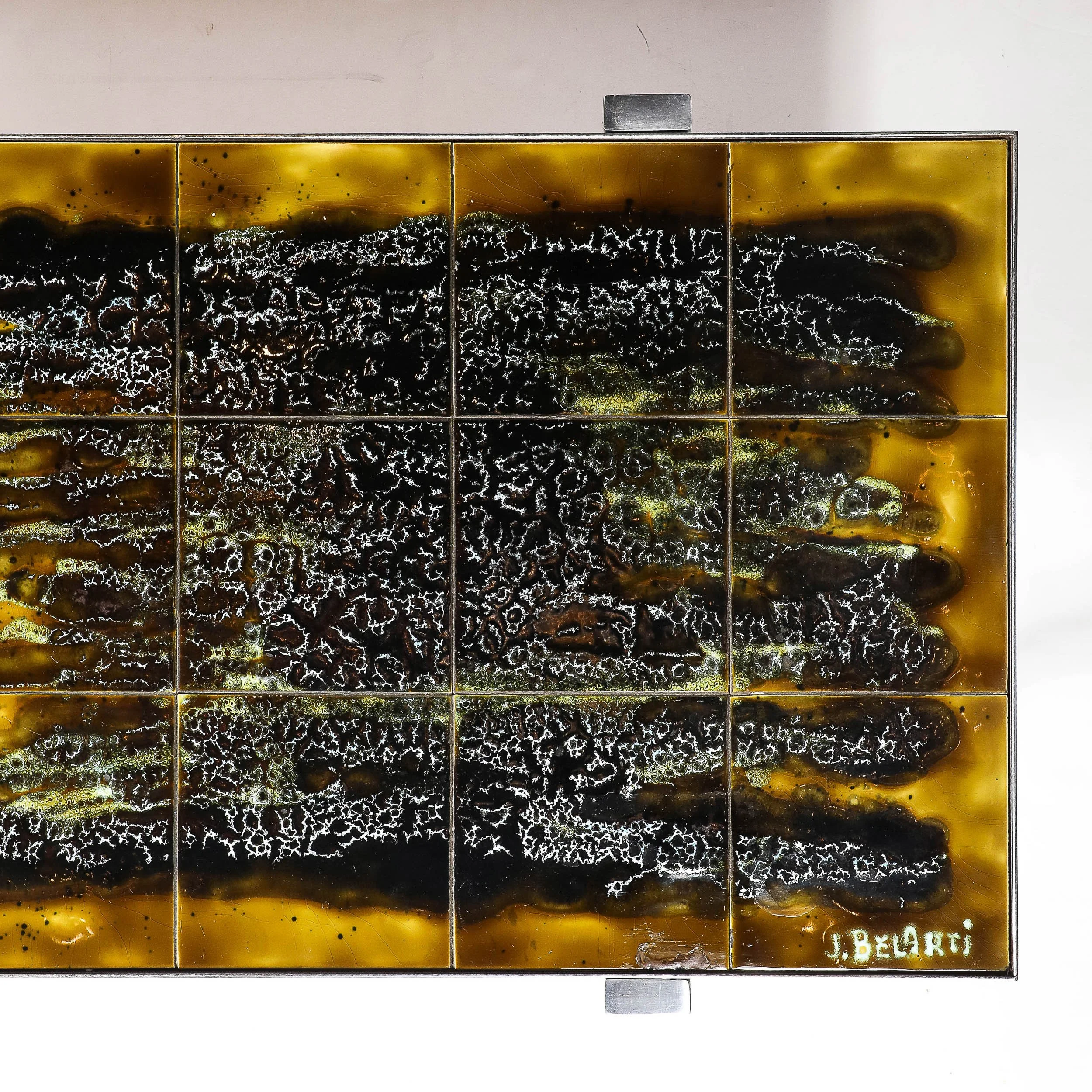 Mid-Century Ceramic Tile & Polished Aluminum Coffee Table by Juliette Belarti - High Style Deco 5.jpg