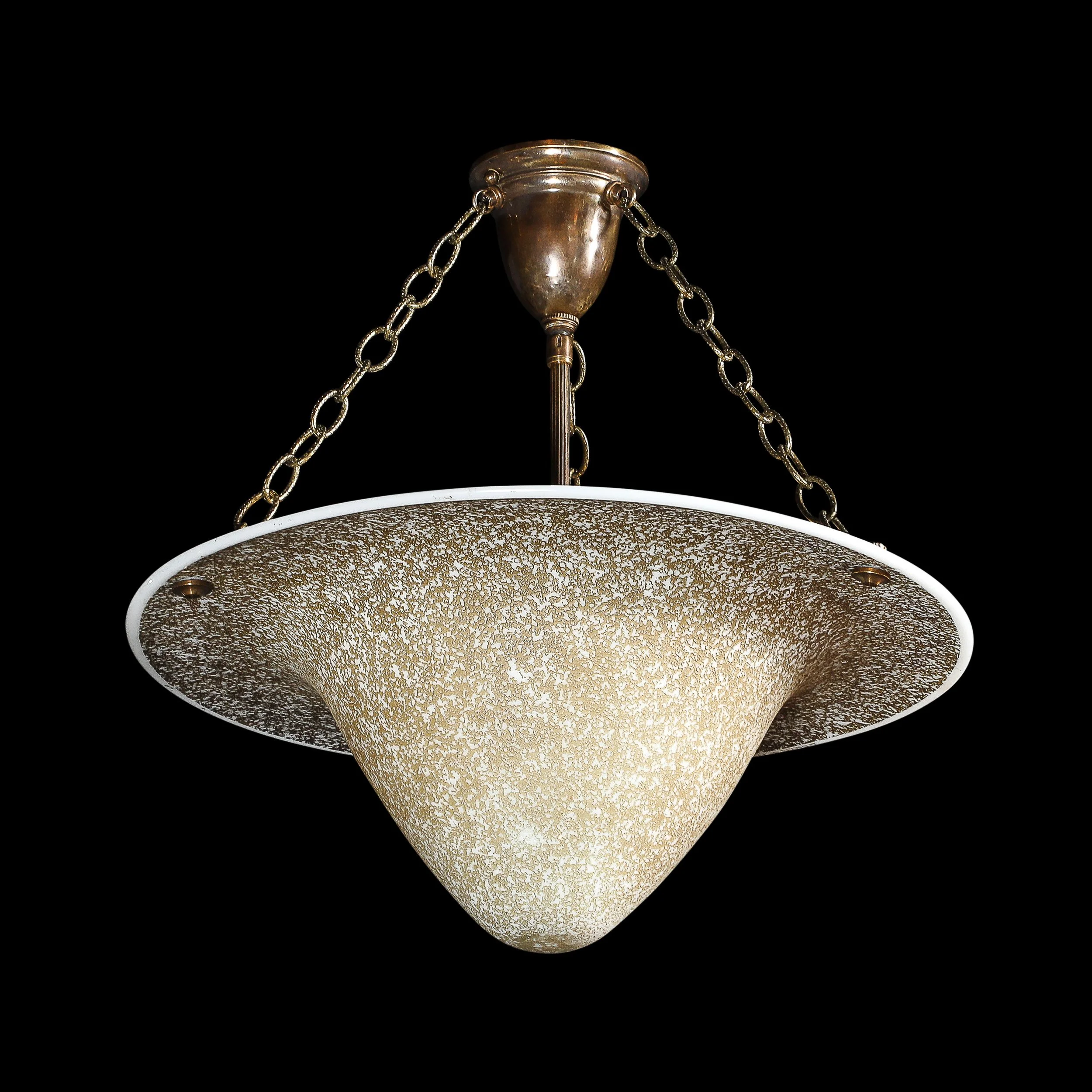 Art Deco Basin Form Acid Etched Green Gold & White Glass Pendant signed Daum - High Style Deco 1.jpg