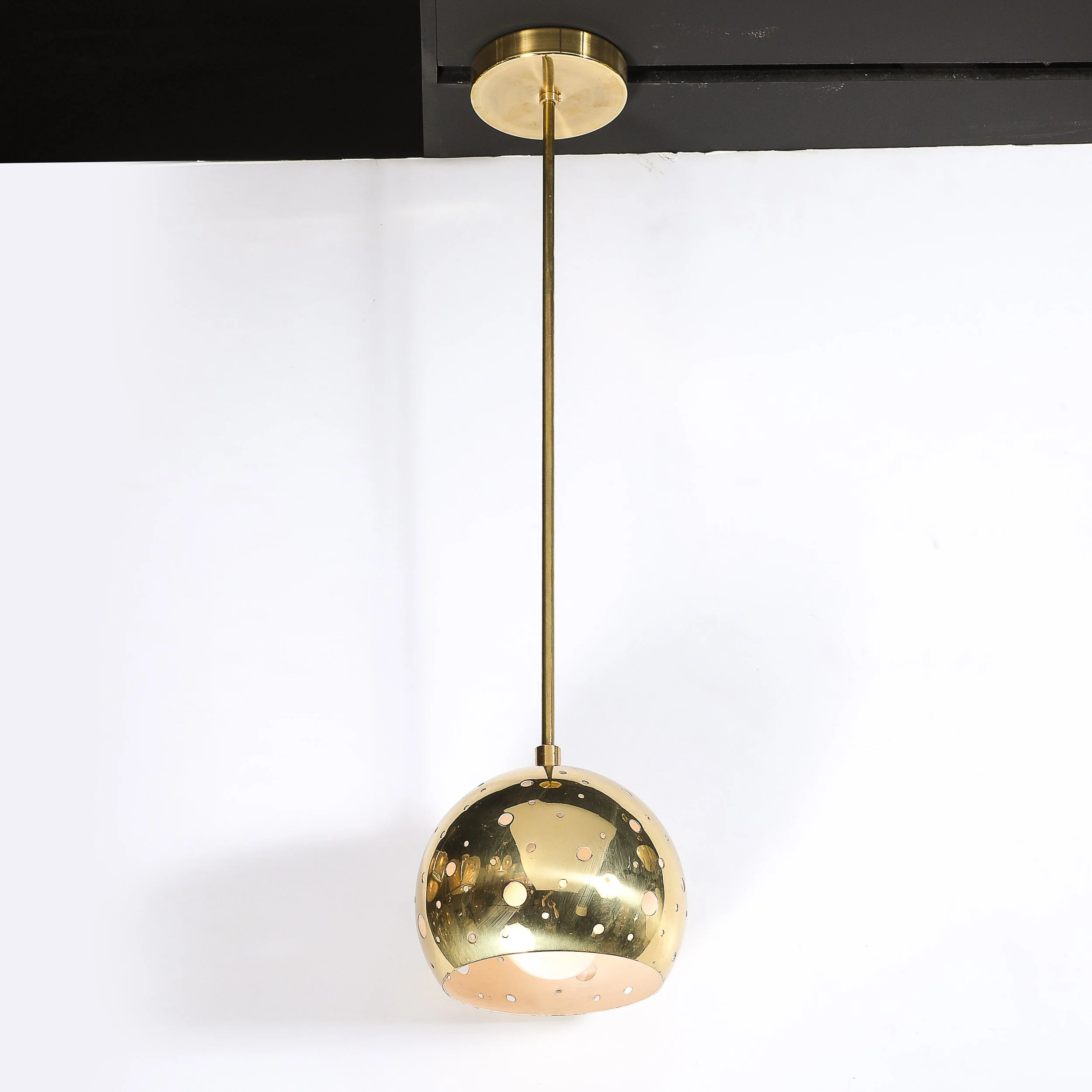 Mid-Century Rounded Brass Pendant Chandelier W: Circular Cutout Detail - High Style Deco 2.jpg