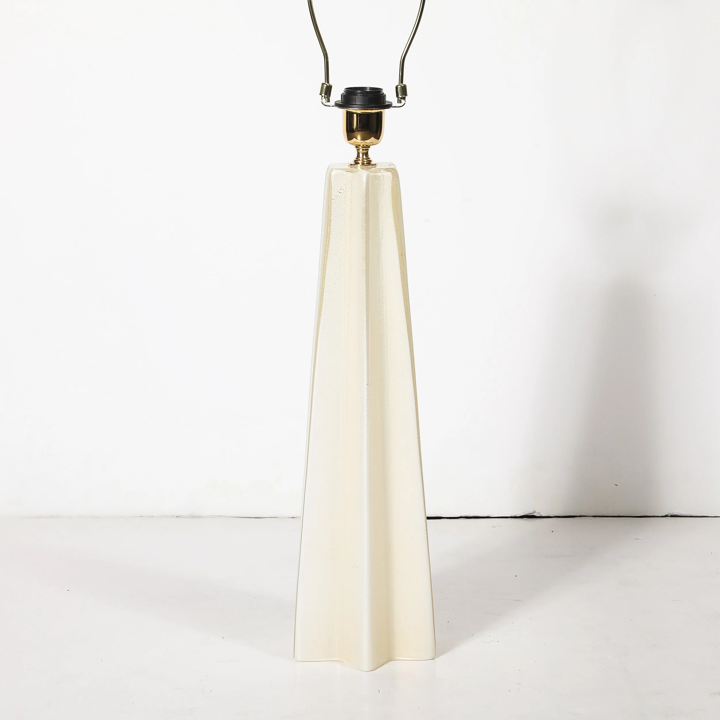 Pair of Modernist Hand Blown Murano Pearlescent Sculptural X-Form Table Lamps - High Style Deco 7.jpg