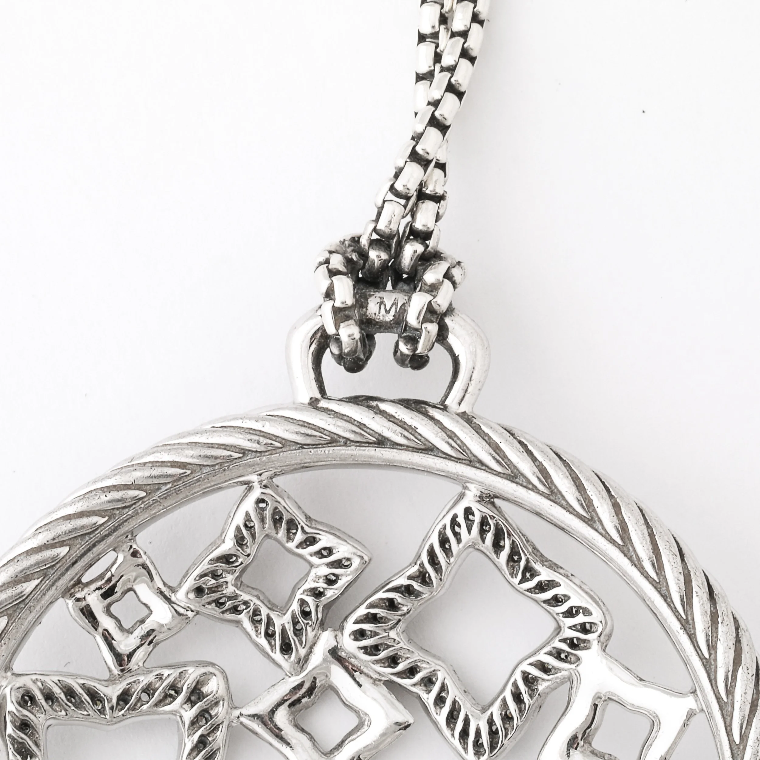 David Yurman Sterling Silver Diamond Quatrefoil Disc Necklace - High Style Deco 9.jpg