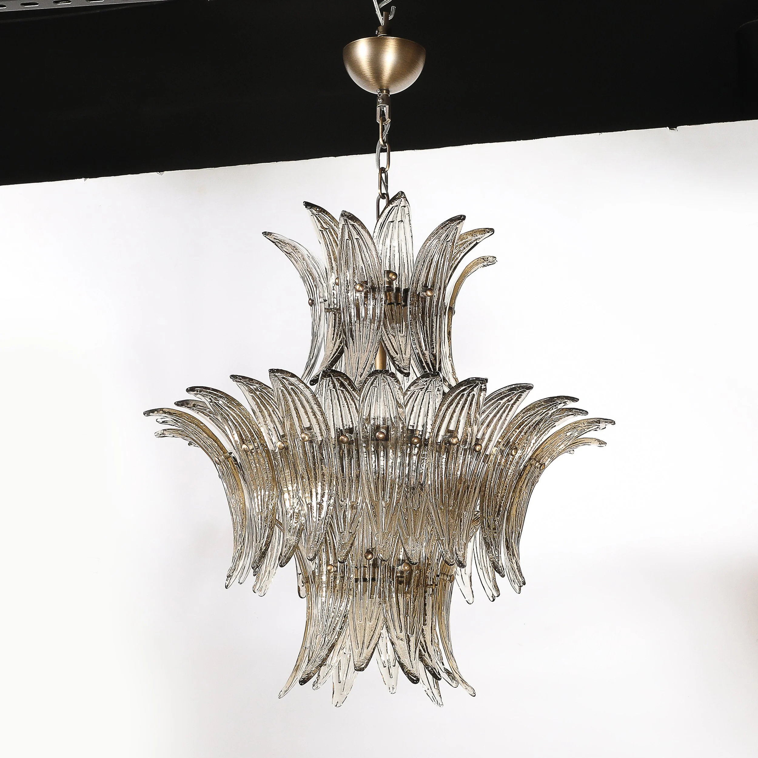 Modernist 3-Tier %22Palma%22 Hand-Blown Smoked Murano Glass & Bronze Chandelier - High Style Deco 11.jpg