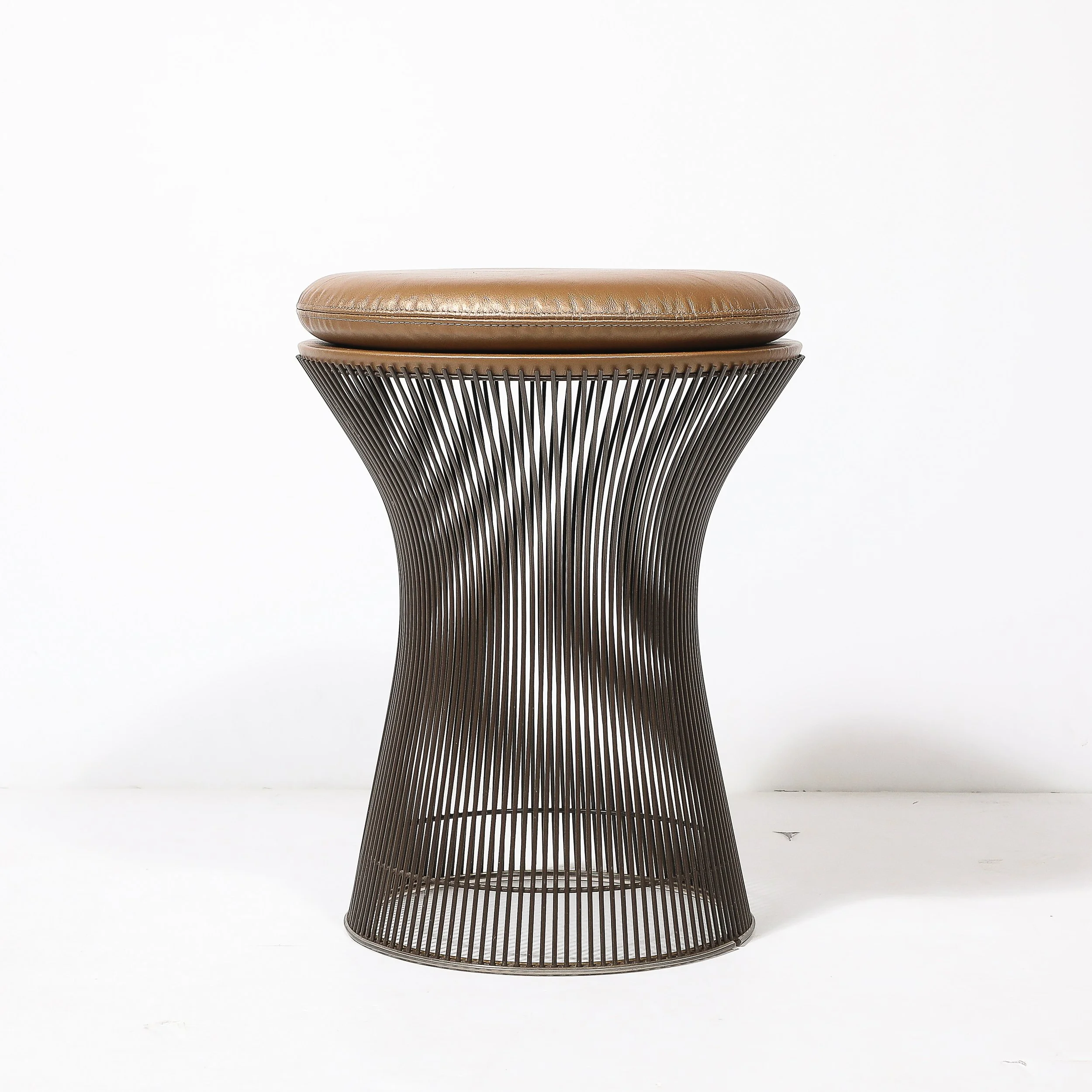 Mid-Century Oil Rubbed Bronze Stool in Holly Hunt Leather by Warren Platner - High Style Deco 1.jpg