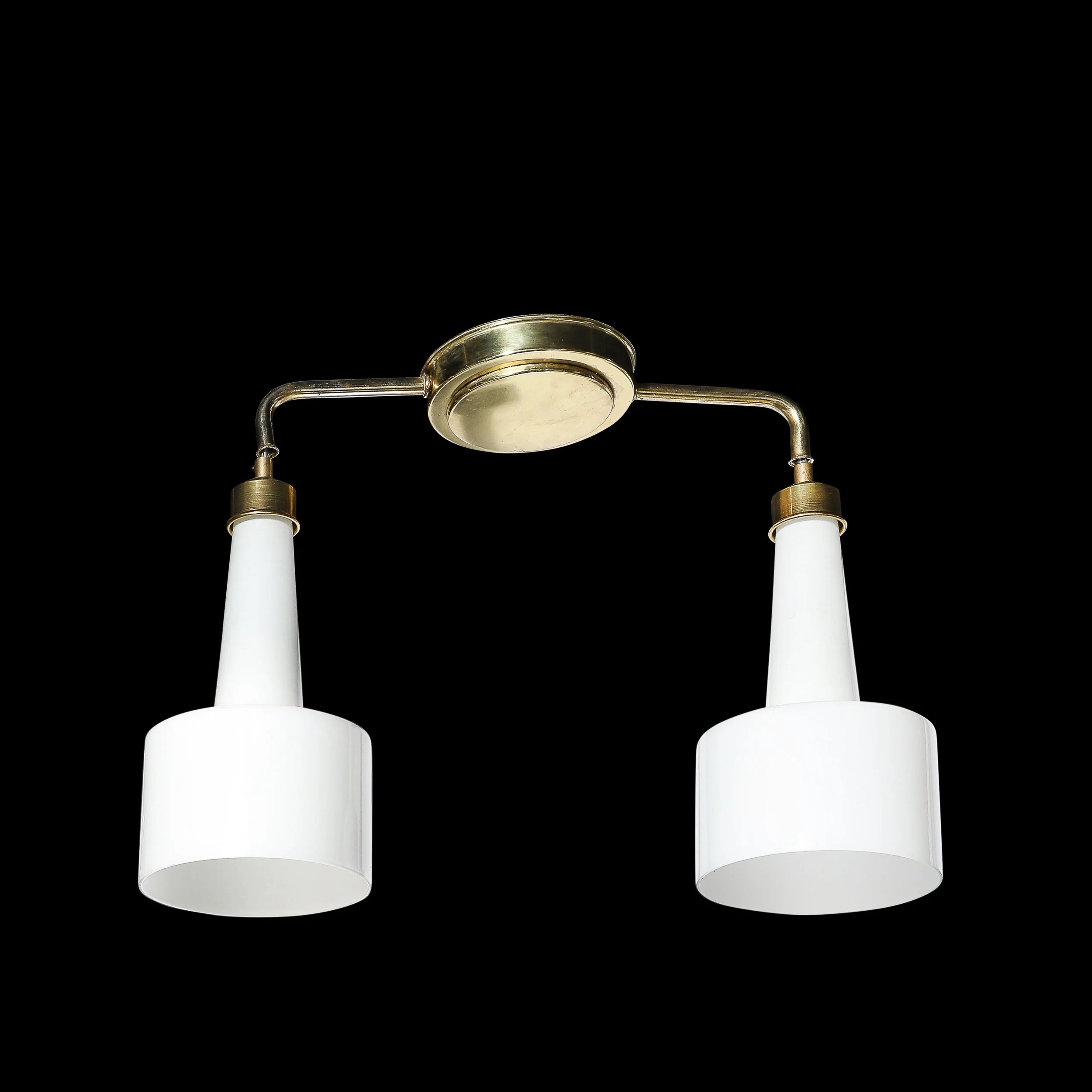 Mid-Century Two-Branch Pendant Chandelier in Molded Milk Glass w: Brass Fittings - High Style Deco 2.jpg