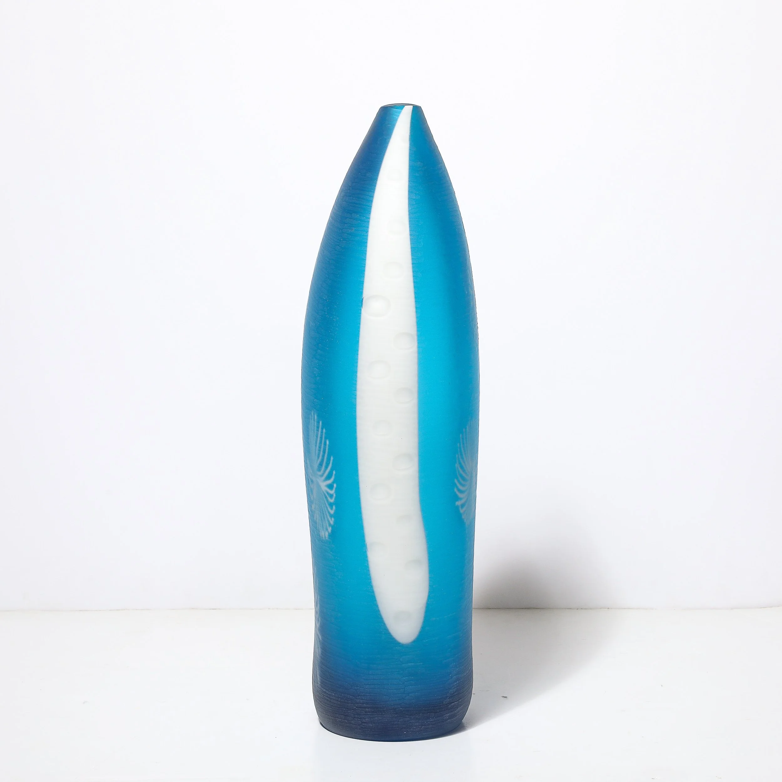 Mid-Century Hand-Blown Cerulean Blue Murano Glass Vase w: Battuto Texturing - High Style Deco 7.jpg
