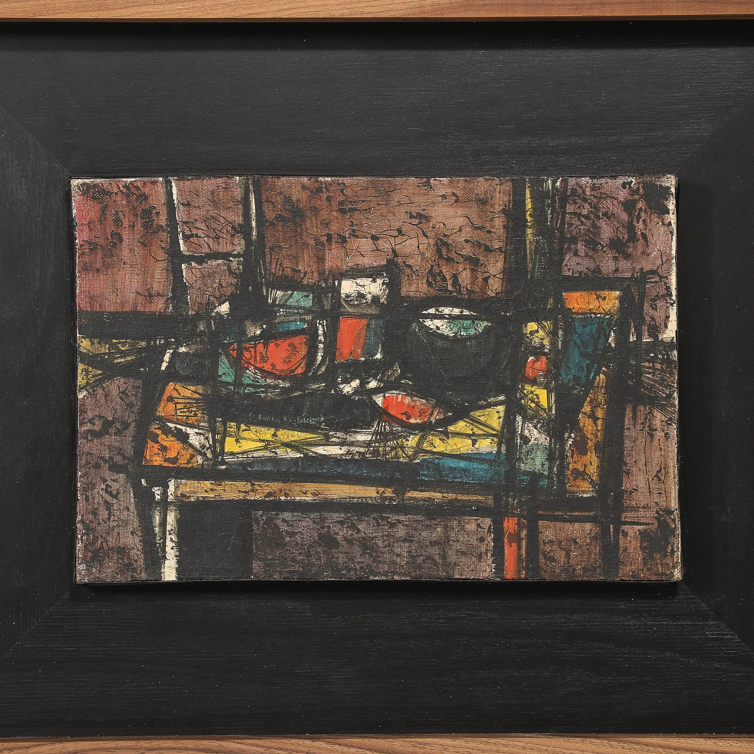 Mid-Century Oil on Canvas Abstract Still Life Entitled "Tavolo E Oggetti" - High Style Deco 1.jpg