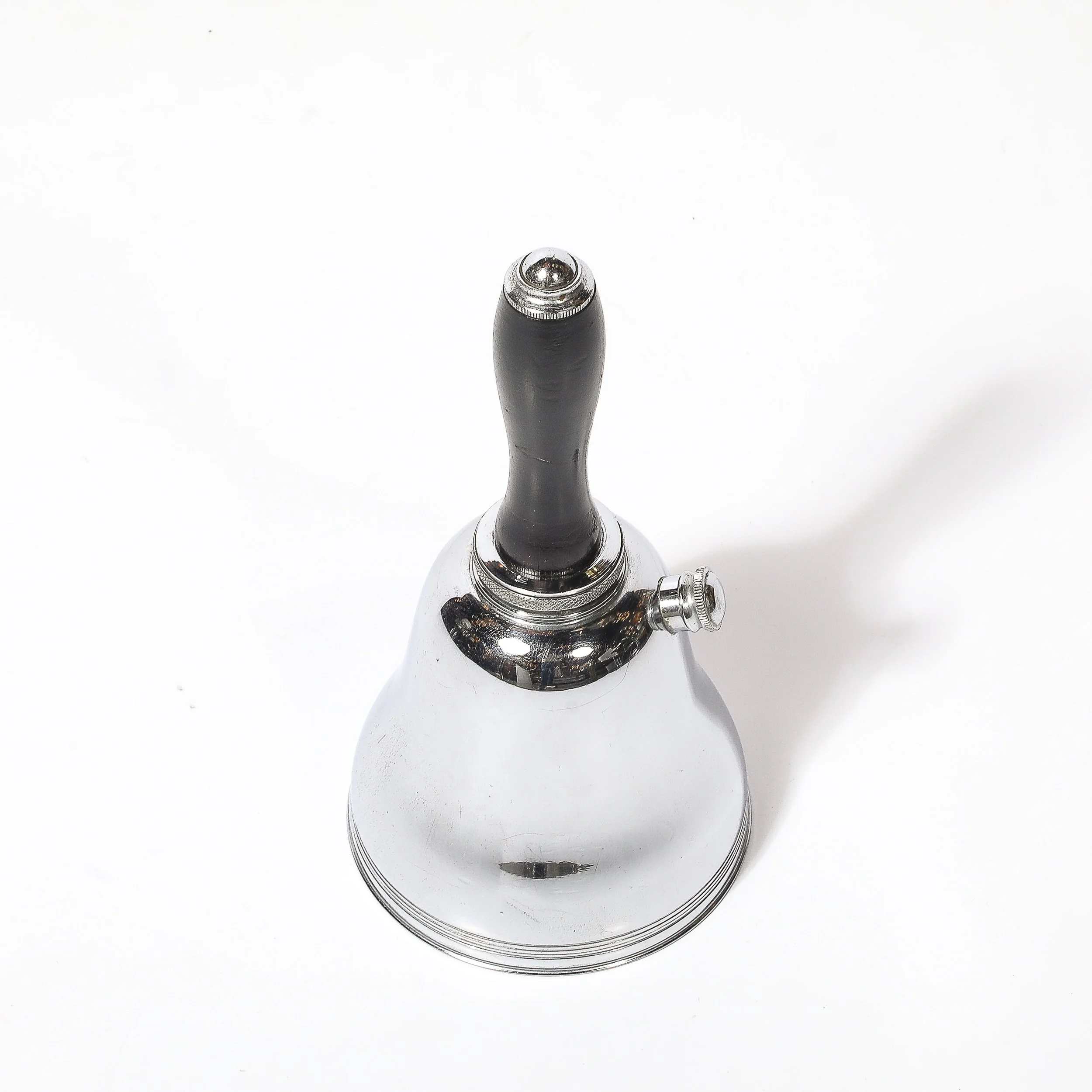 Art Deco Chrome Town Crier Bell Form Cocktail Shaker W: Ebonized Walnut Handle - High Style Deco 7.jpg